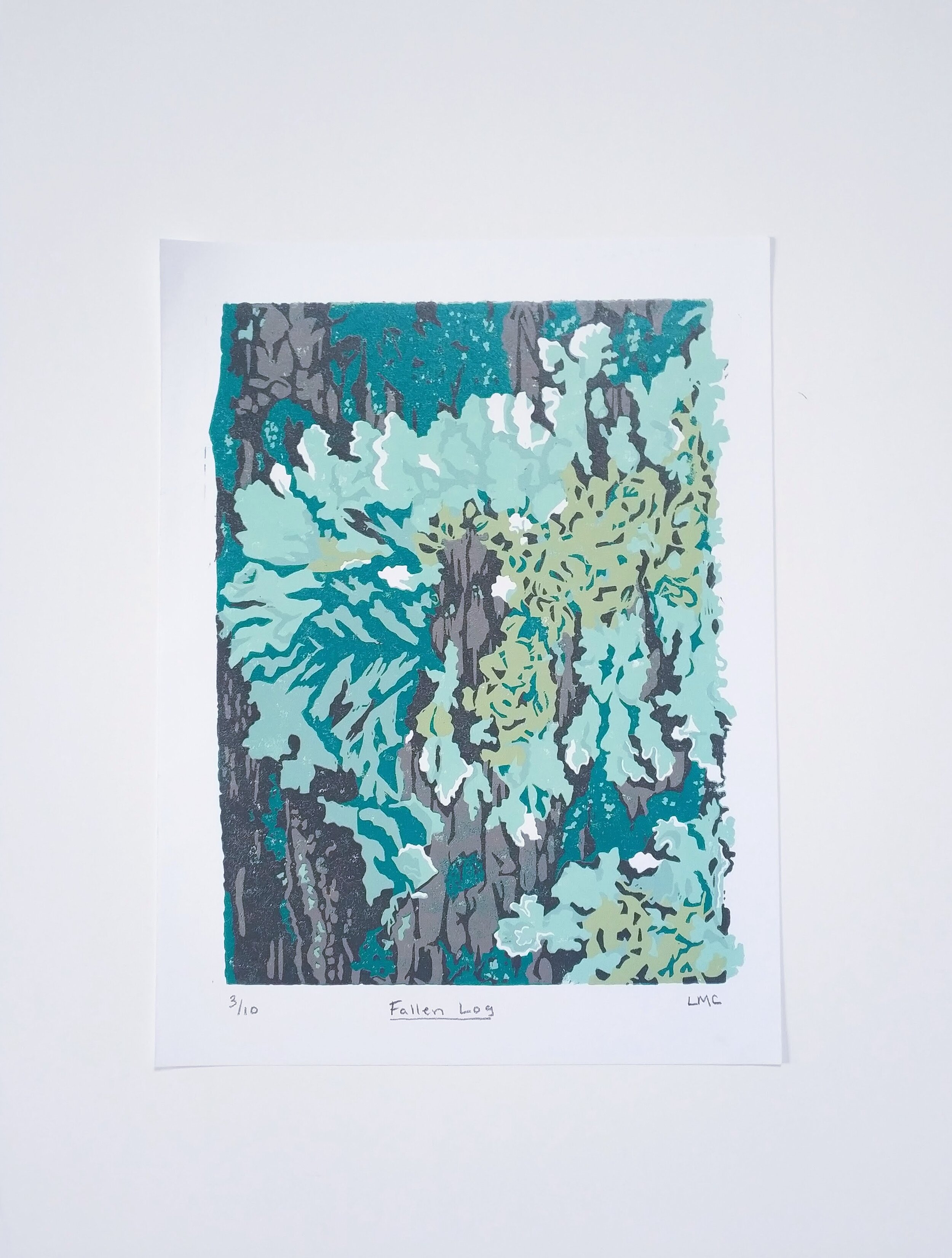 Fallen Log #3  - 8 x 10" Linoleum Print