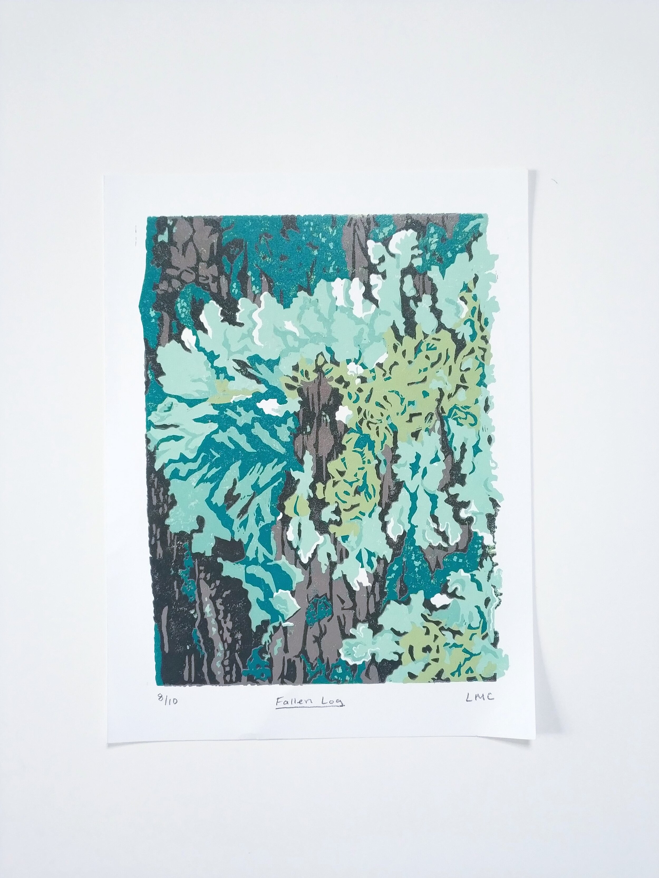 Fallen Log #8  - 8 x 10" Linoleum Print