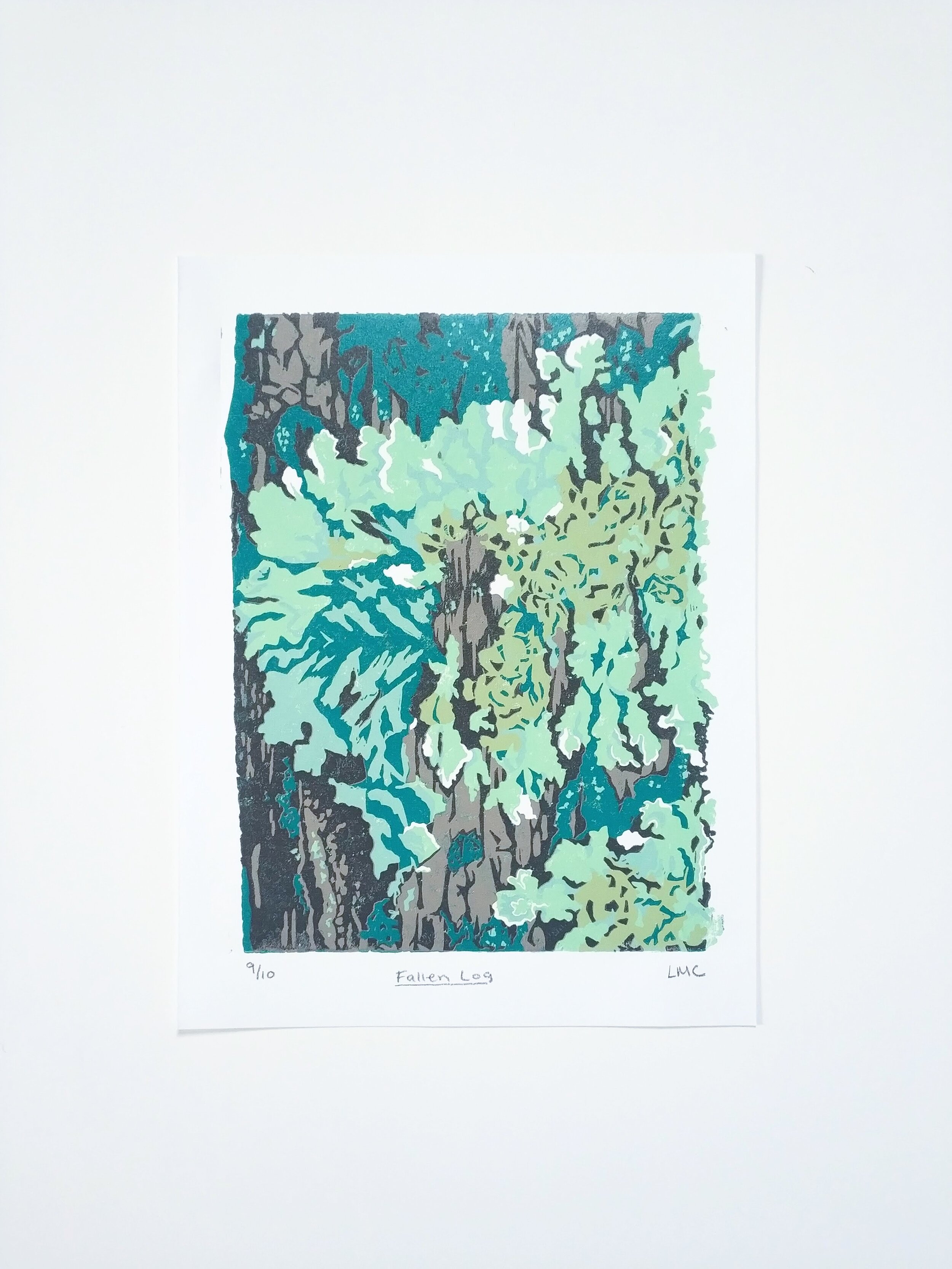 Fallen Log #9  - 8 x 10" Linoleum Print