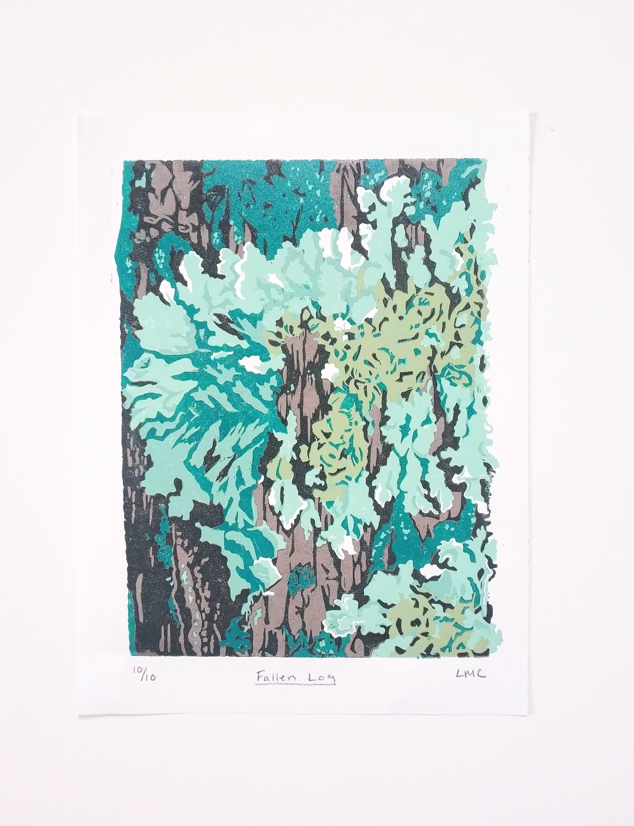 Fallen Log #10  - 8 x 10" Linoleum Print