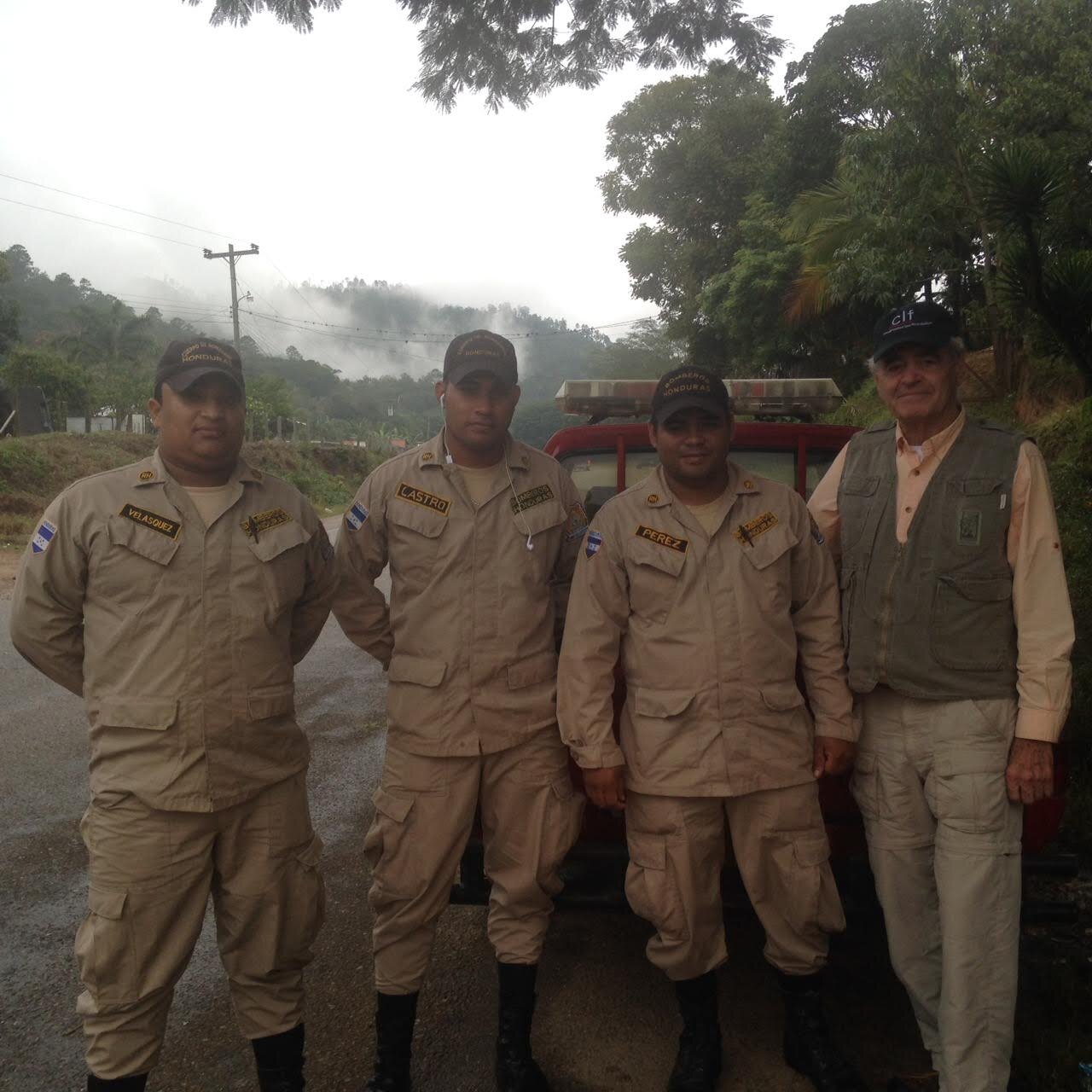 Dean and members of the Yoro Fire Department.