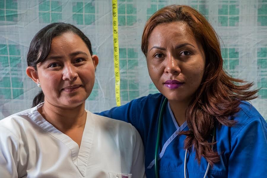 Nurse Nolvia Martinez and Doctor Elisa Zuniga in El Rosario.