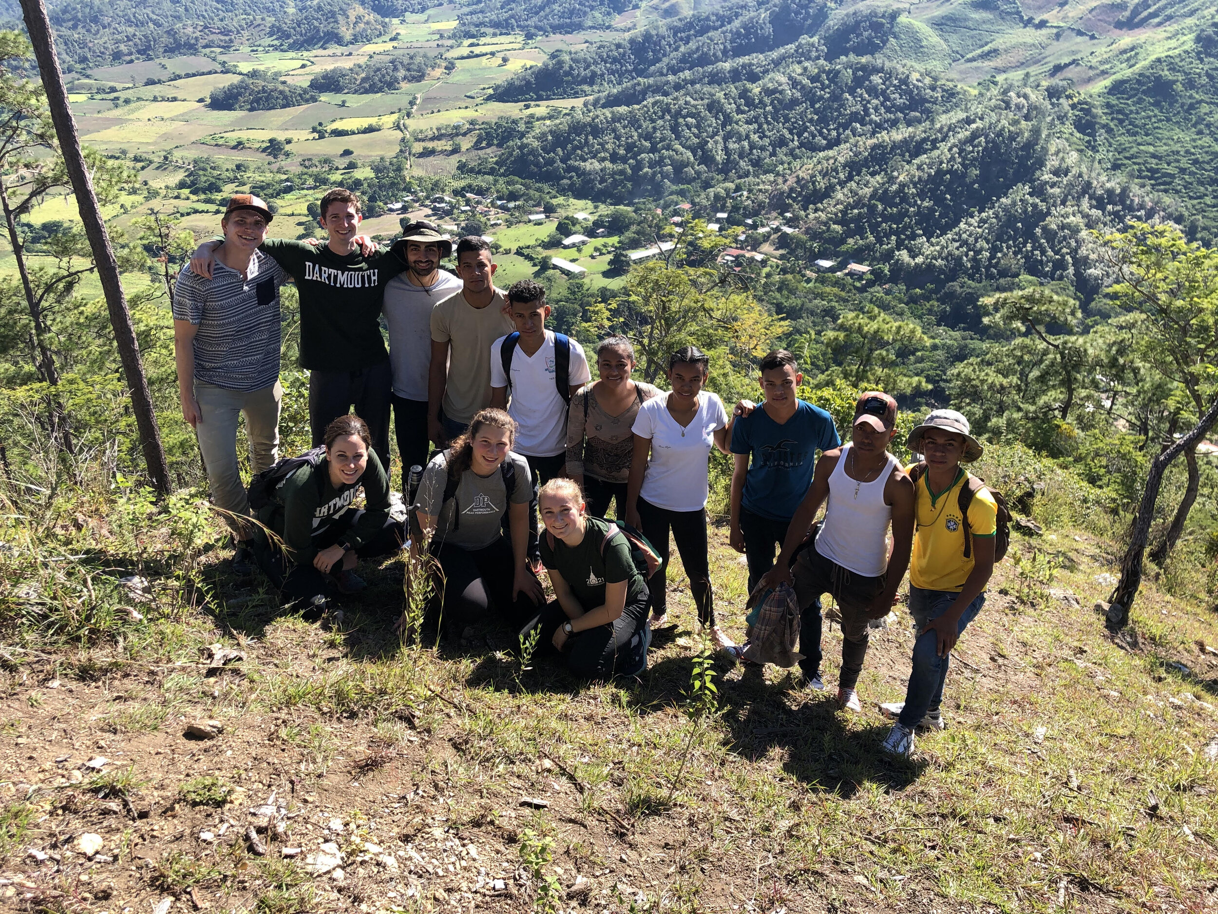  Fuerza leaders and students on a hike for daily exercise 