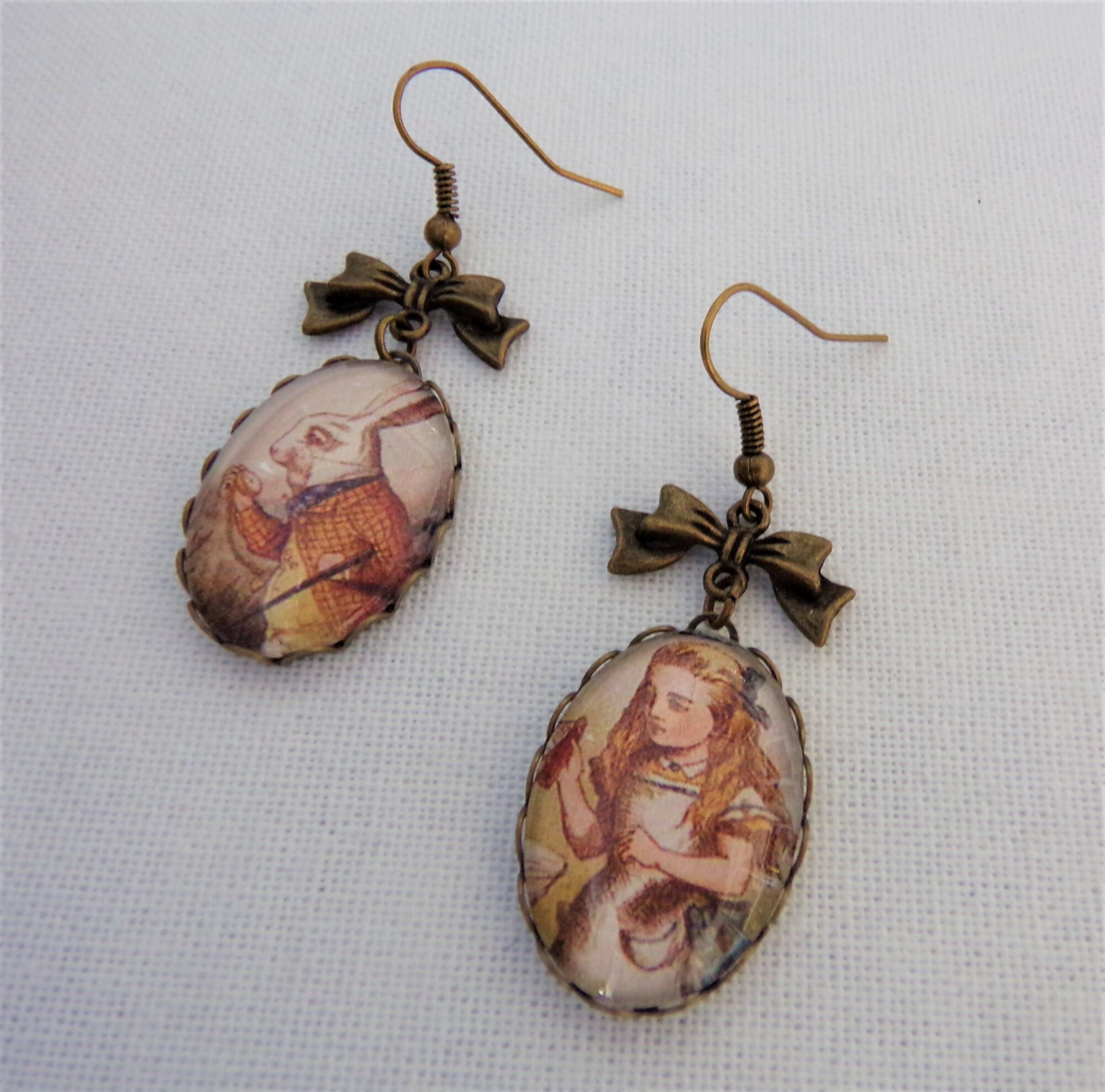 Alice and White Rabbit Earrings