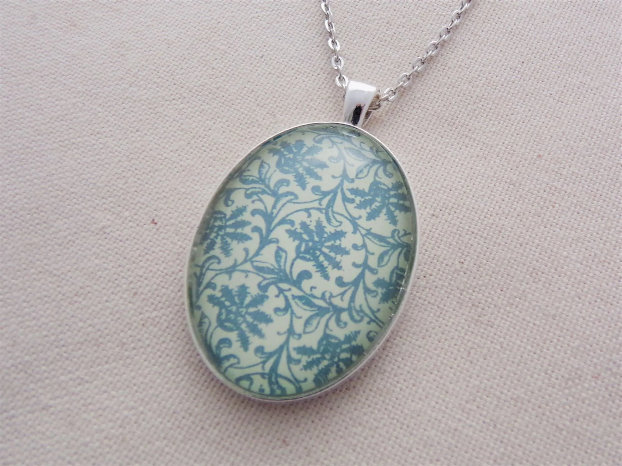 Blue and Cream Floral Necklace