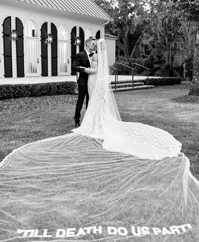 Hailey and Justin Bieber share candids from their reception!. Her dress is custom-made from OffWhite.