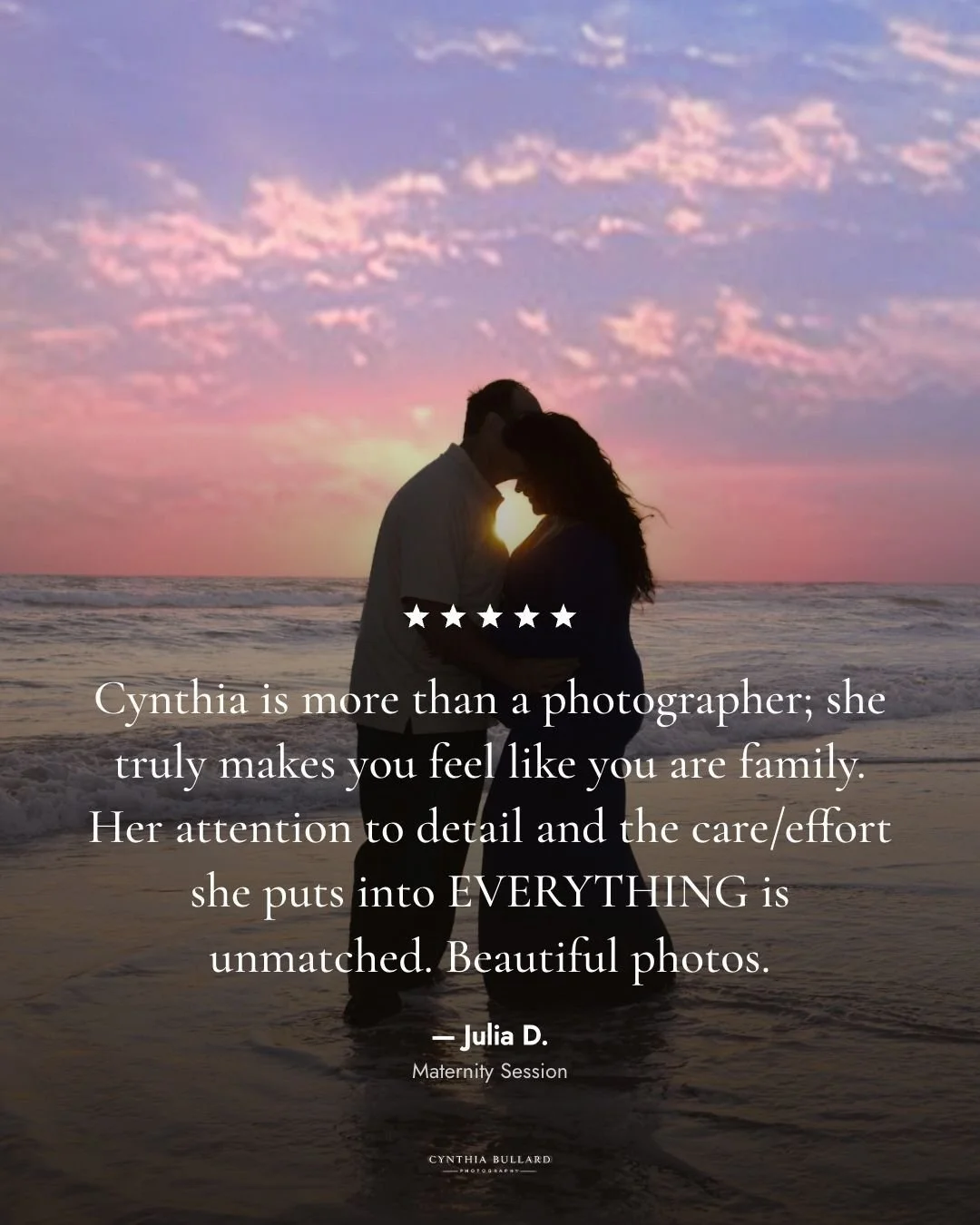 Kind words!

Cynthia Bullard Photography ✨�
📍 Ventura, CA | Serving SoCal�
📸 Maternity | Family | Newborn | Headshots | Seniors | Boudoir | Pets
Helping you create timeless portraits that celebrate life&rsquo;s most precious moments. Experience a l