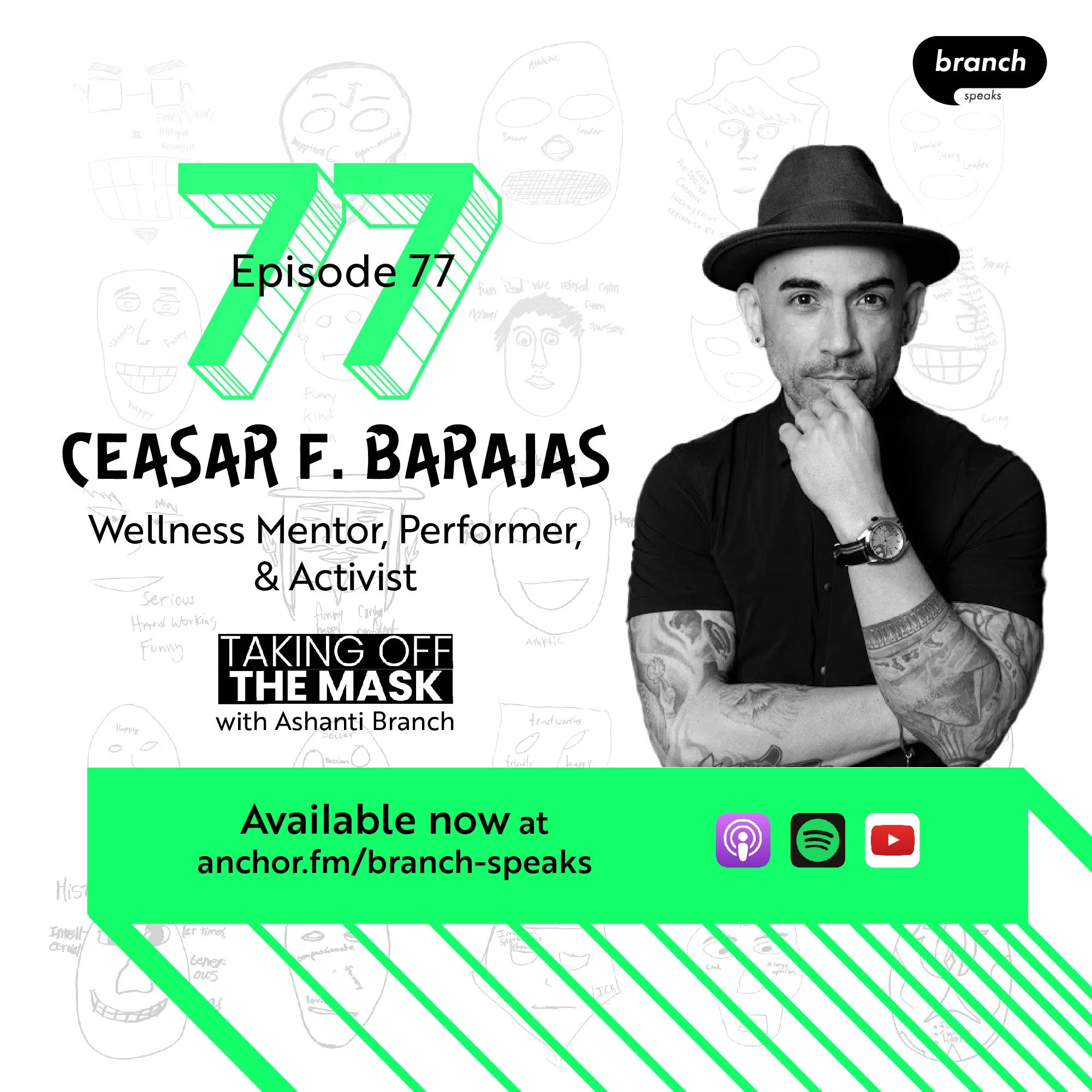 E77. Emotional Sobriety - with Ceasar F. Barajas, Wellness Mentor, Performer, &amp; Activist Taking Off The Mask • Feb 22