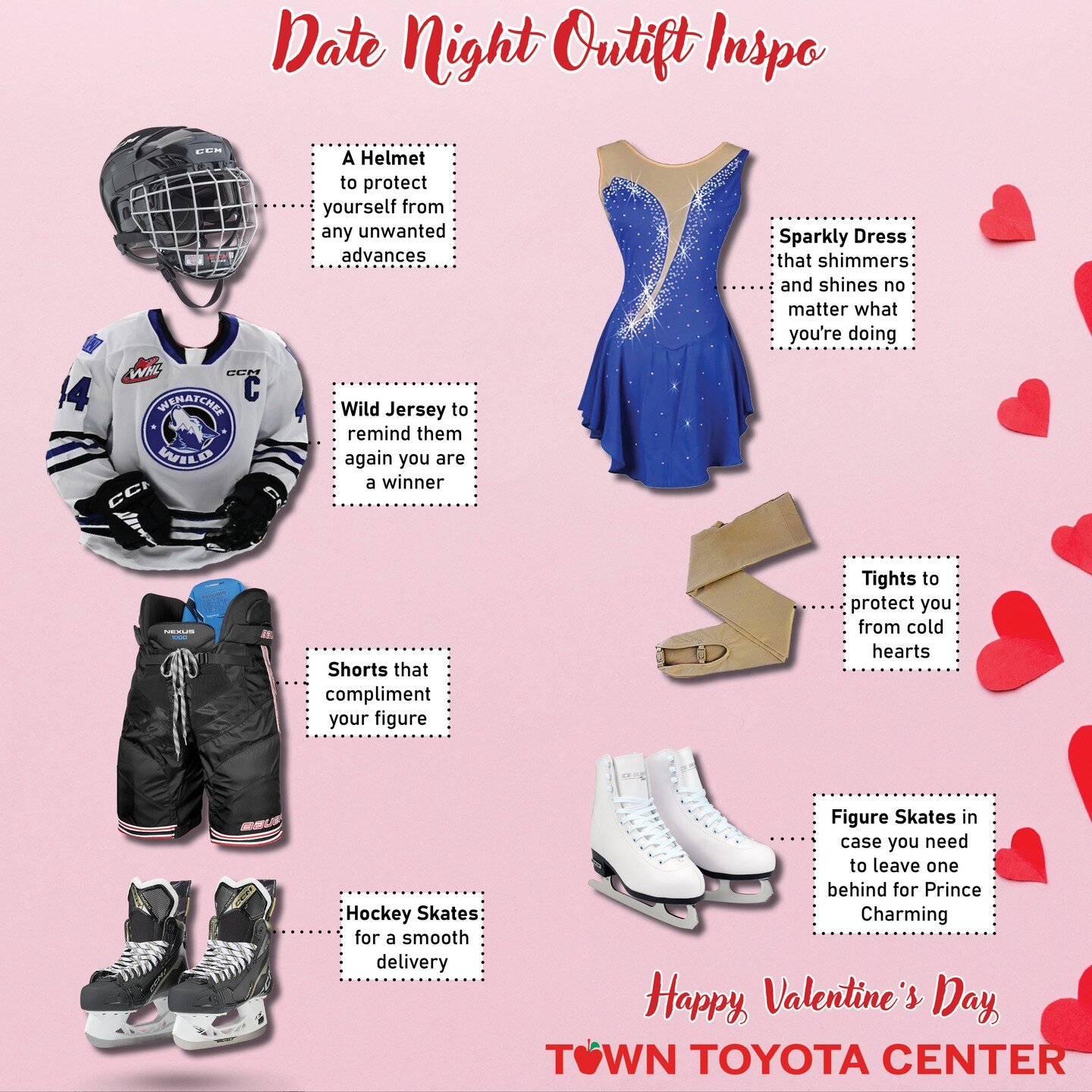 Free fashion advice for your date night outfit if you're looking for inspo ❤️

Don't forget to bring your date to our Valentine's Public Skate tonight from 5:30-7:30 in the Weinstein Beverage Community Rink! 

Happy Valentine's Day 🥰
#Wenatchee #val