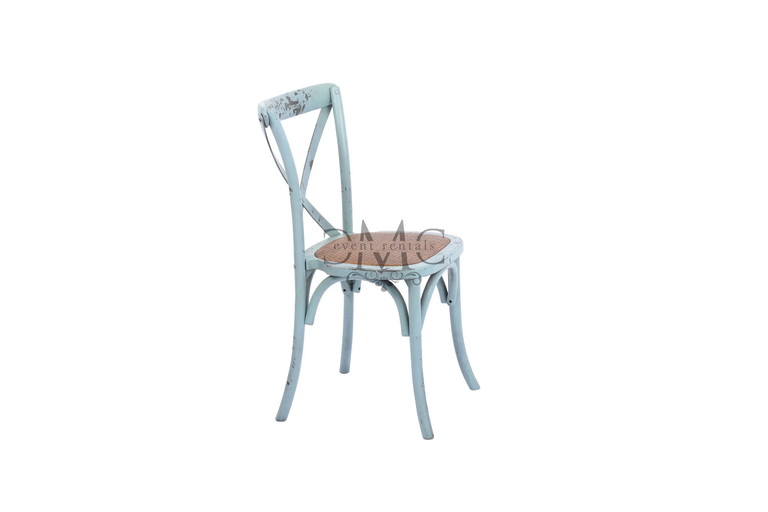 Cross Back Wooden Chair - Blue