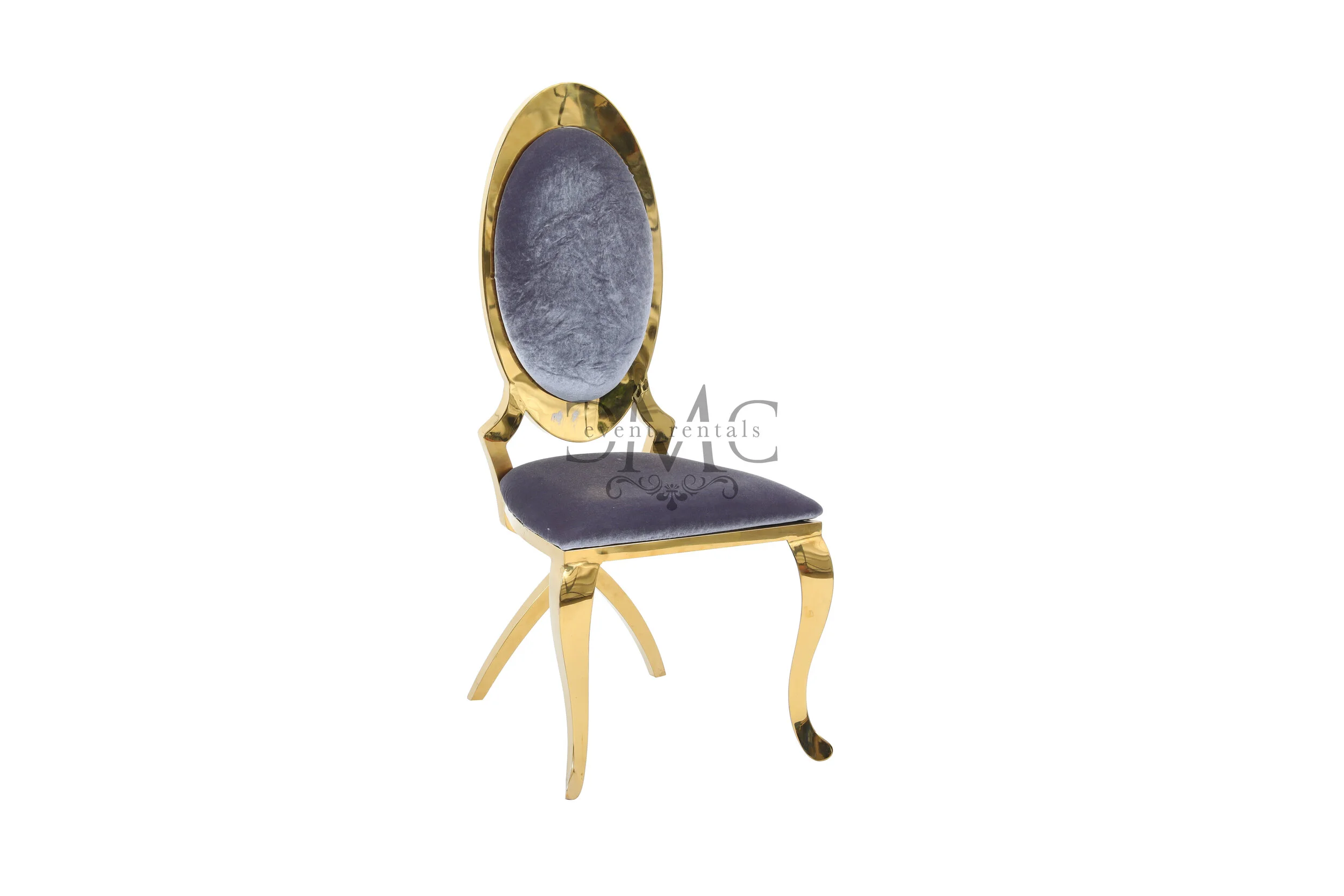 Oval Washington Chair Cross Leg - Silver / Grey Velvet