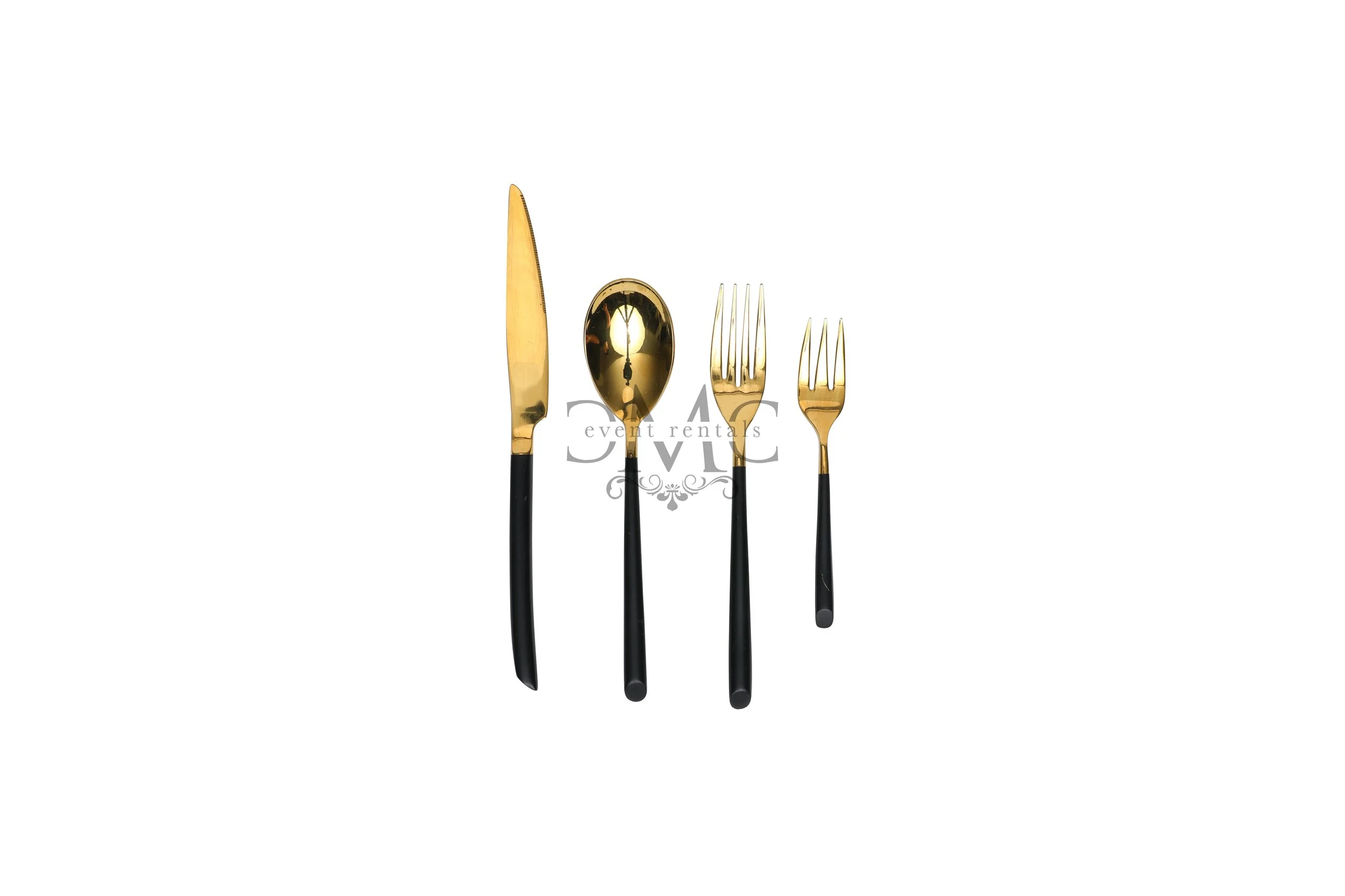 Brushed Gold and Black Cutlery Set