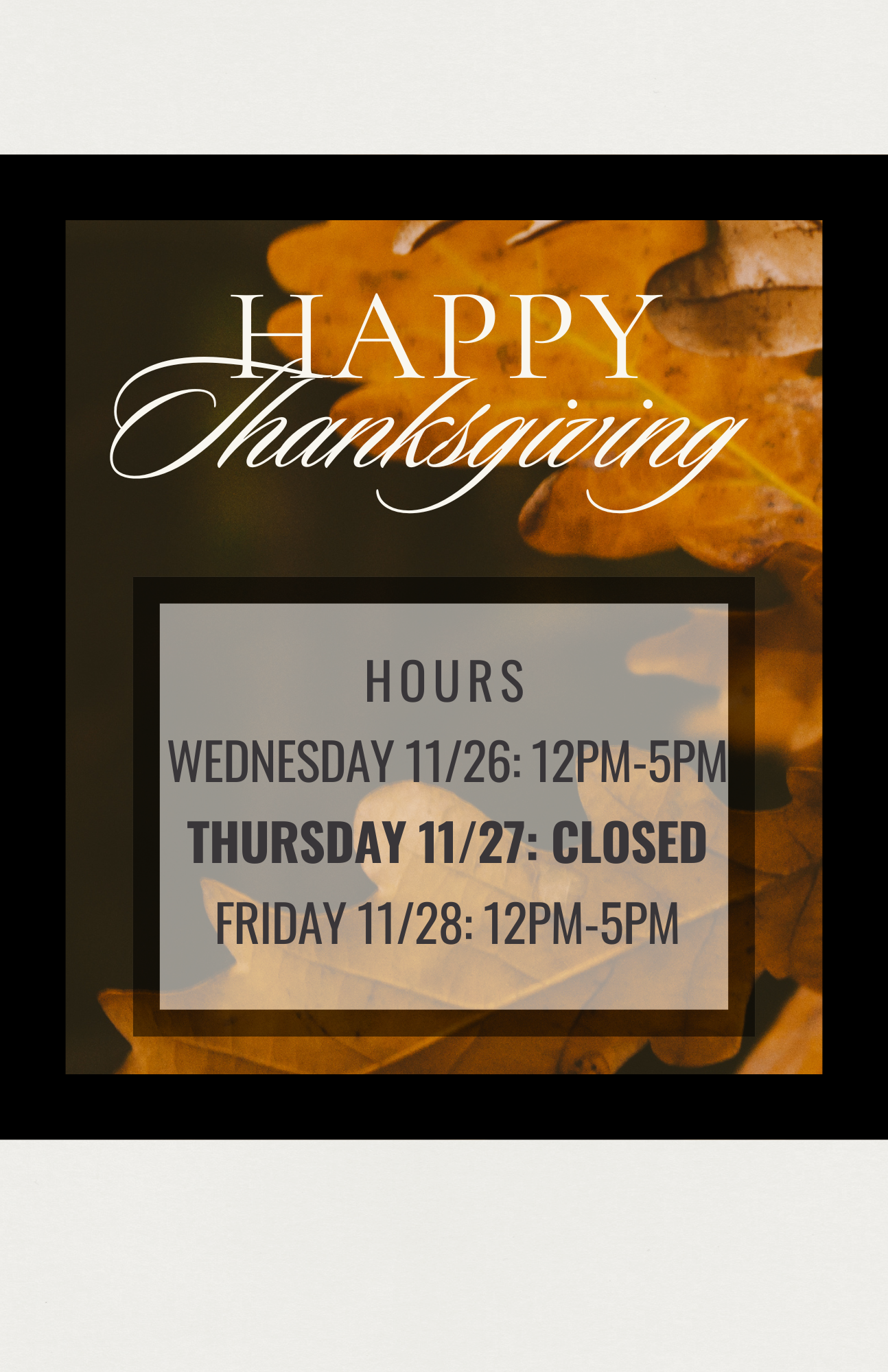 CLOSED | Thanksgiving