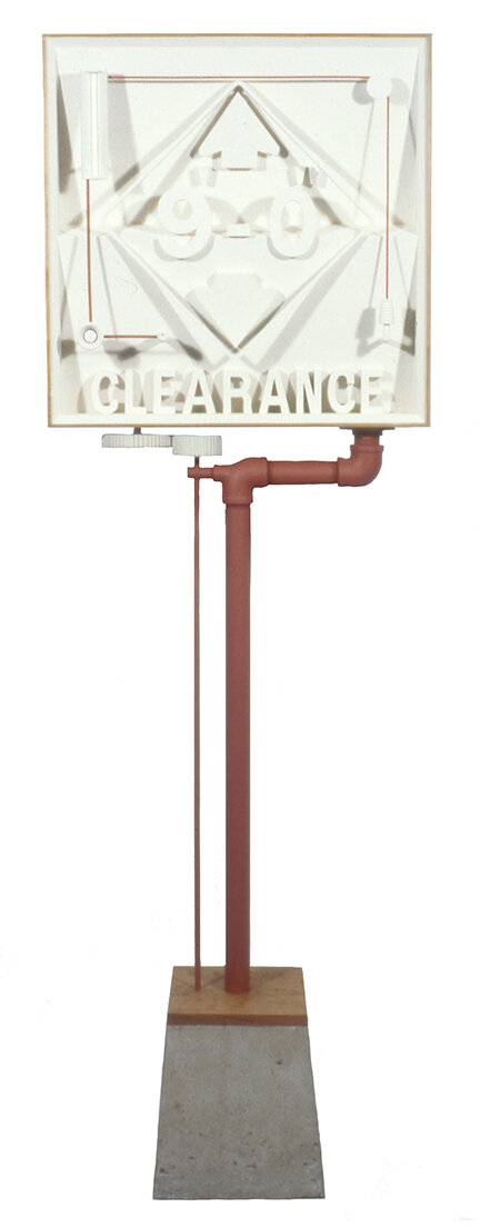   Clearance   1979, wood, pipe, cement, 72” x 26” x 6" 