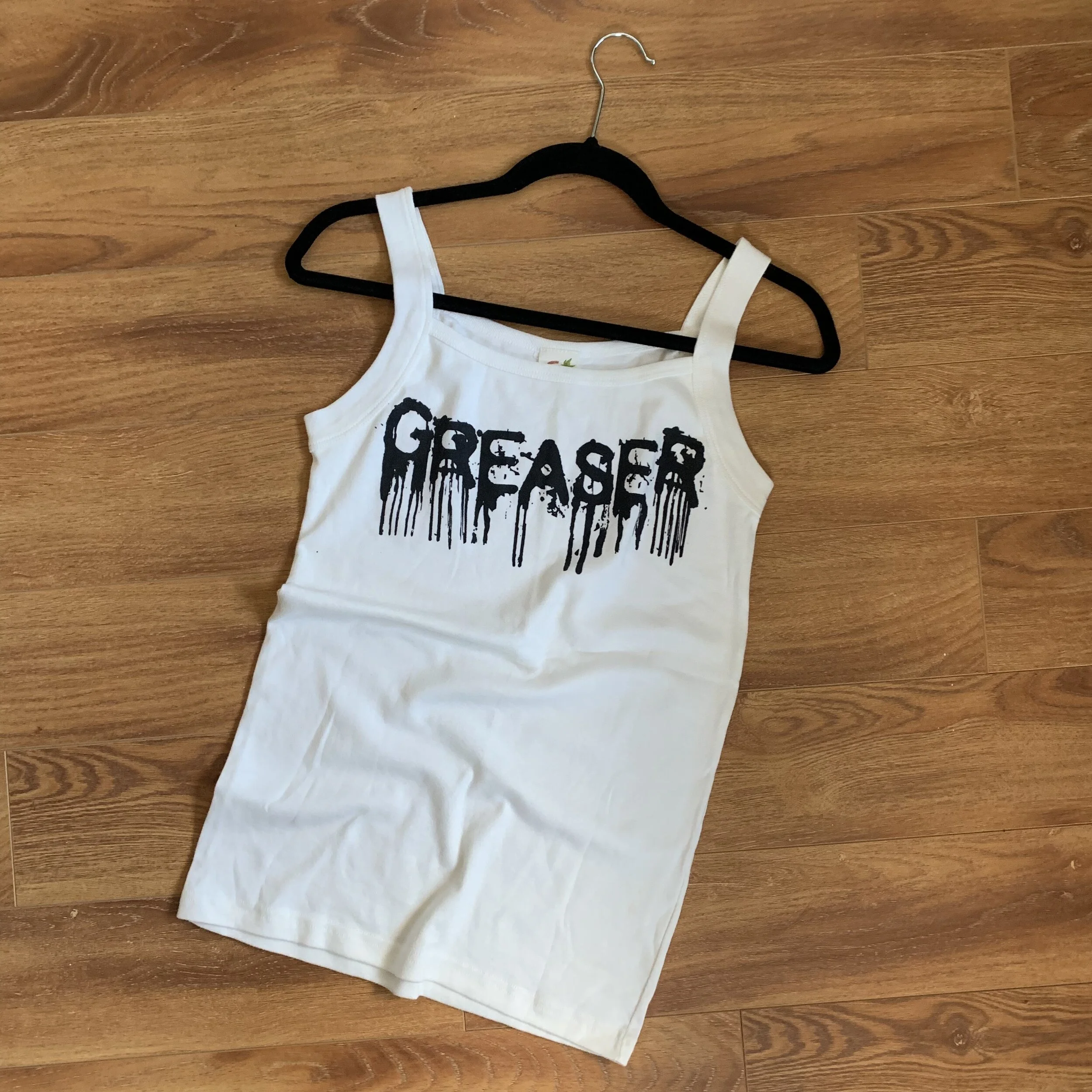"GREASER" TANK- white/black
