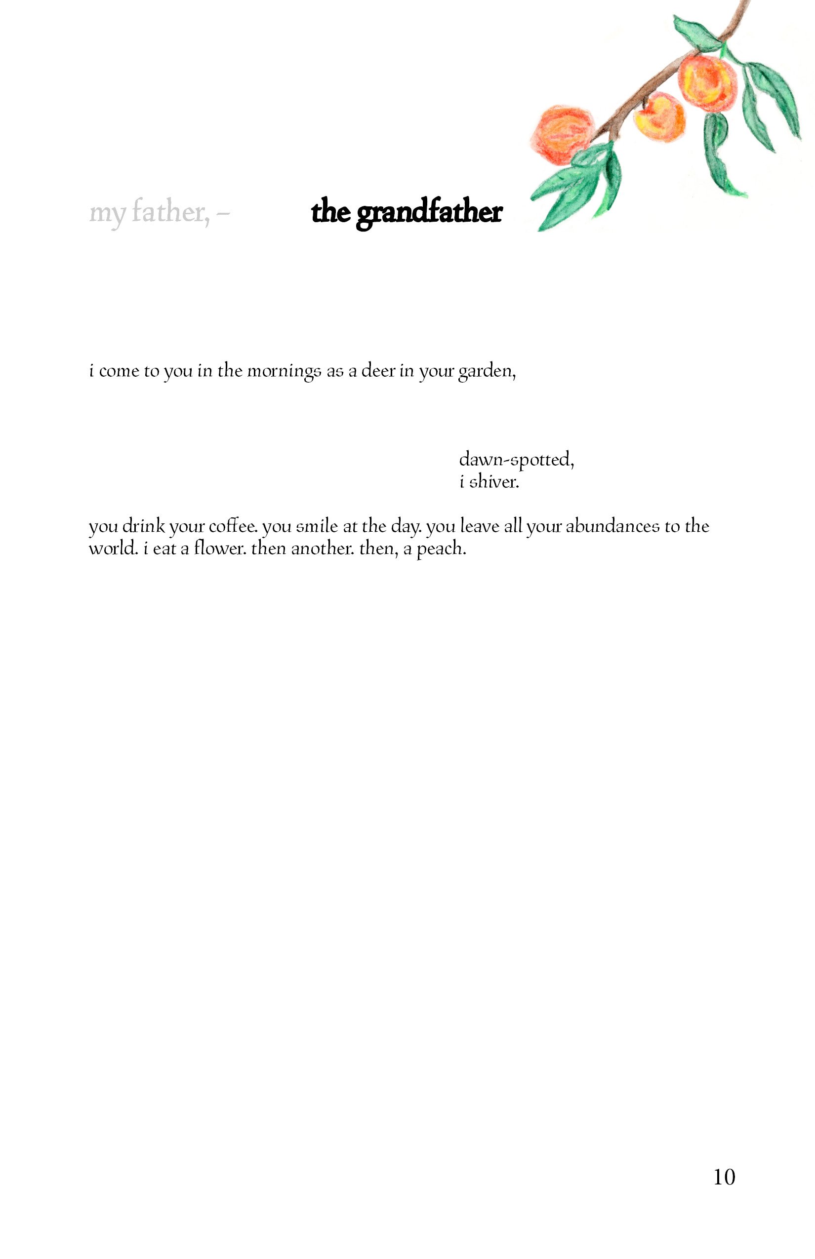Print: "i come to you in the mornings..."