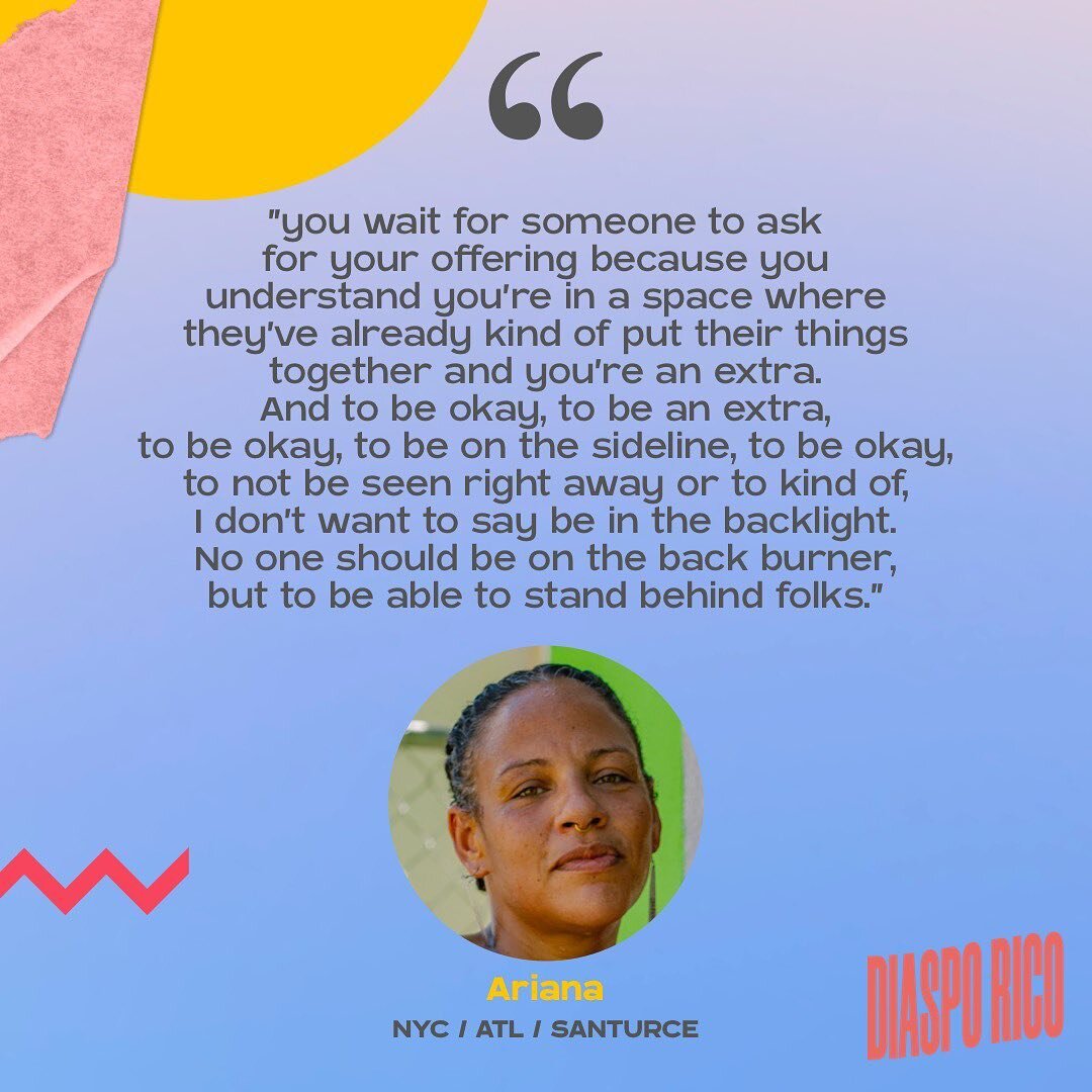 &ldquo;you wait for someone to ask for your offering because you understand you're in a space where they've already kind of put their things together and you're an extra. And to be okay, to be an extra, to be okay, to be on the sideline, to be okay, 