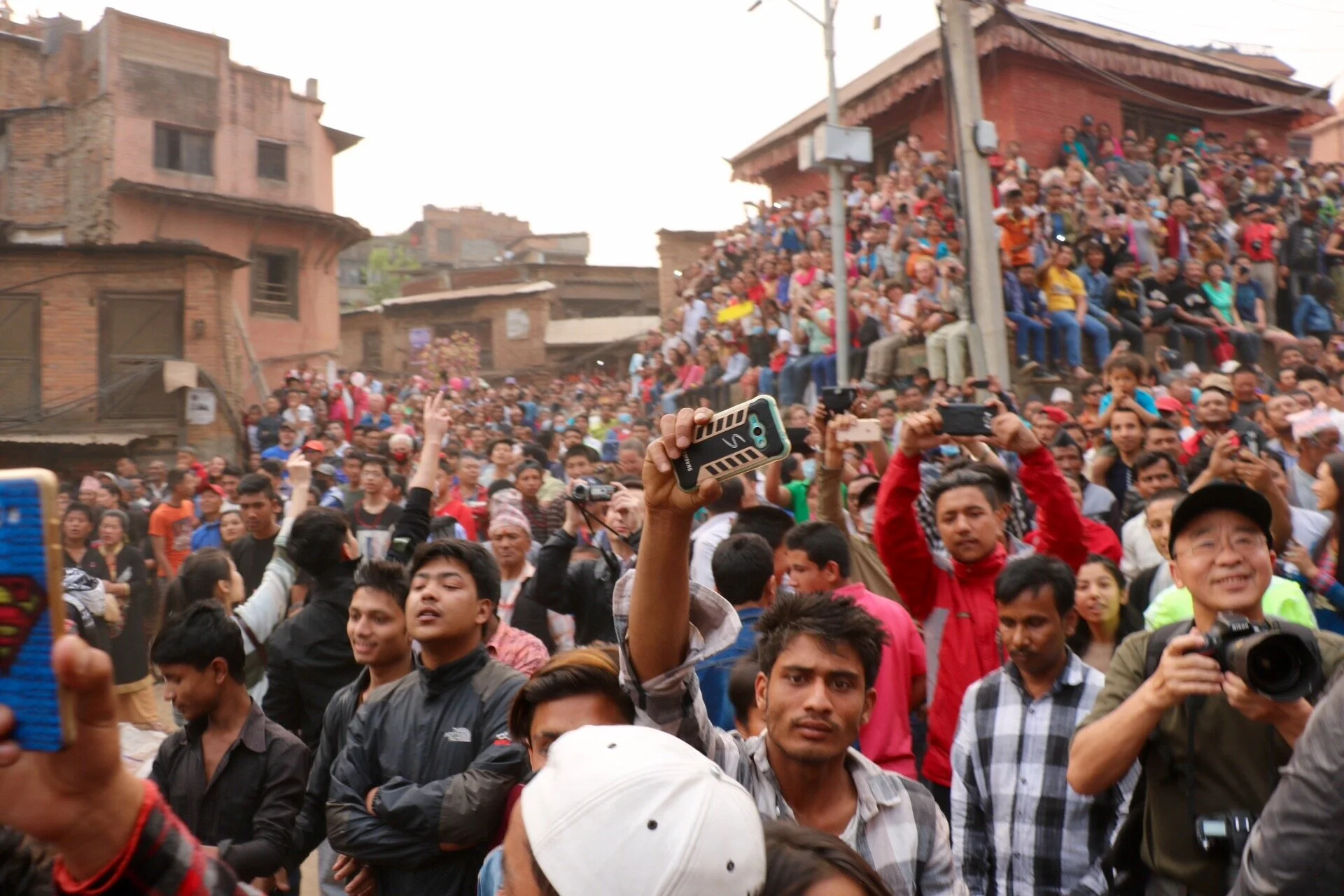 Crowds gather in Bhaktapur