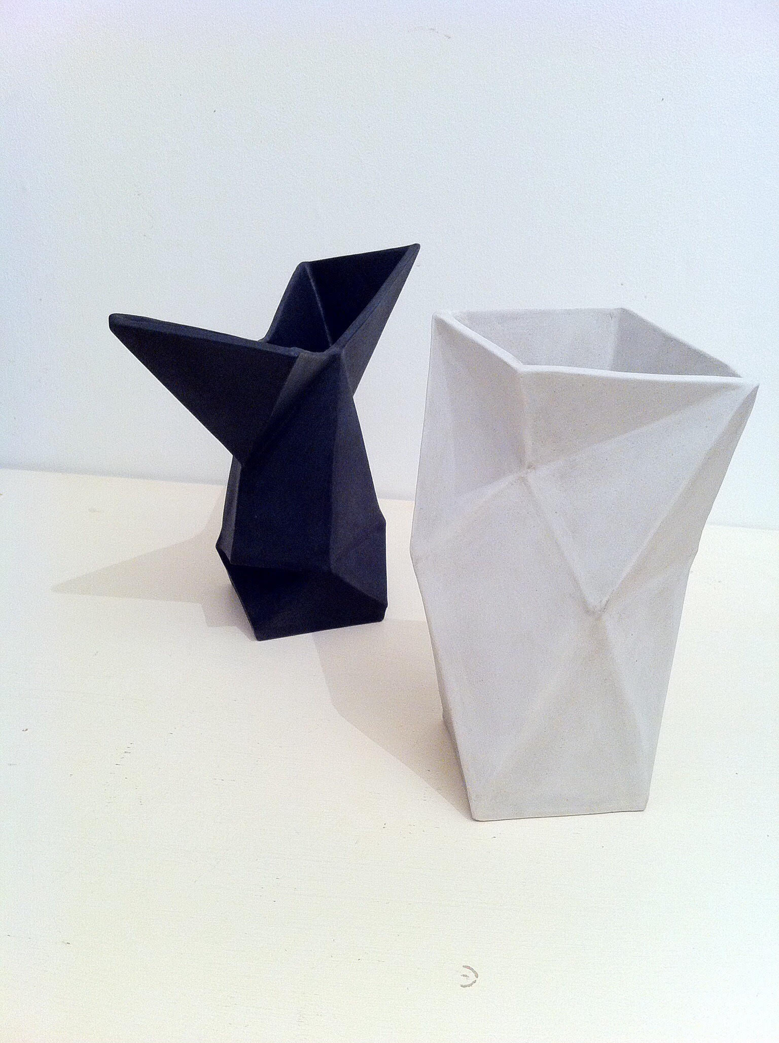 Angular small ceramic vases