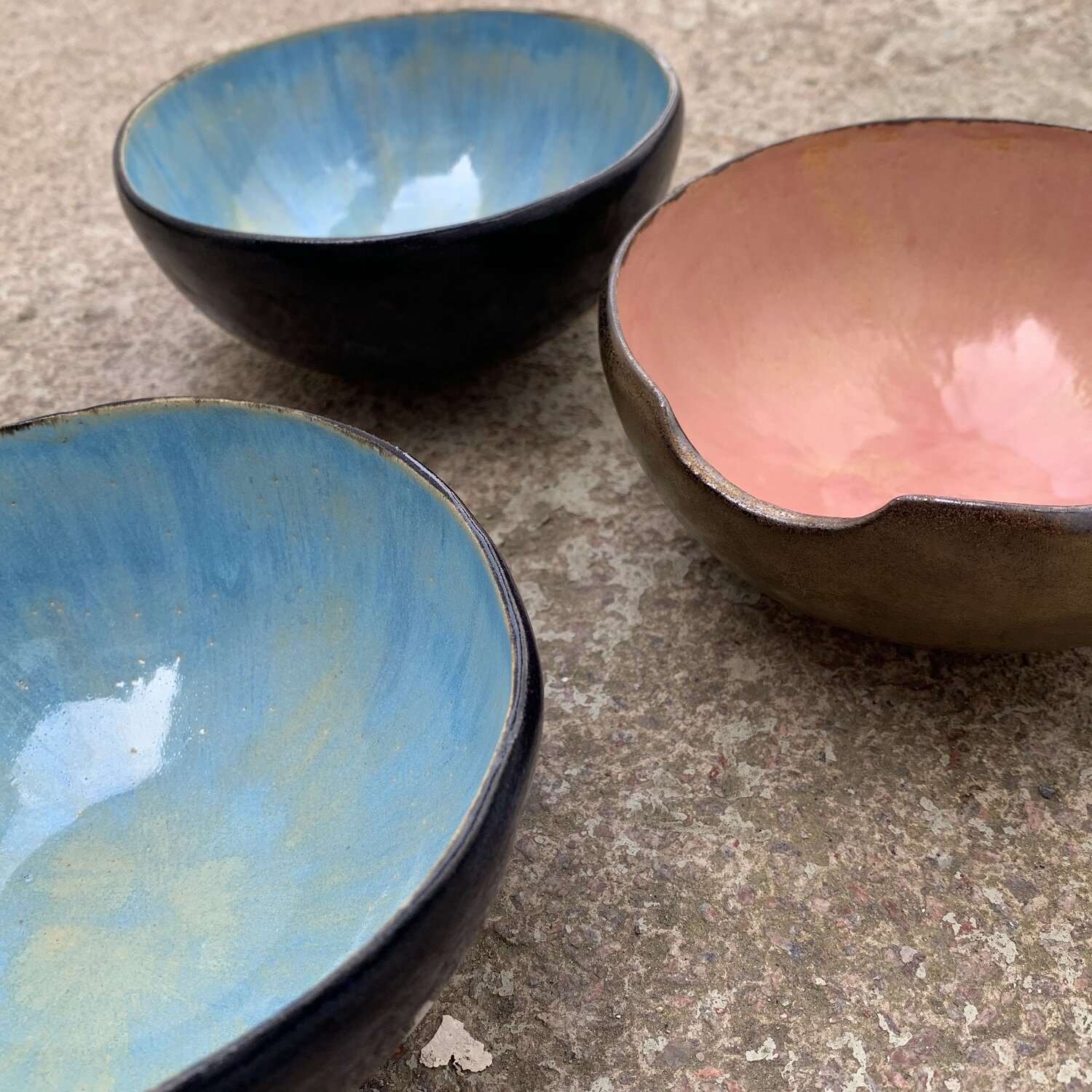 Andrew walker ceramics class 2 bowls blue and pink.jpg