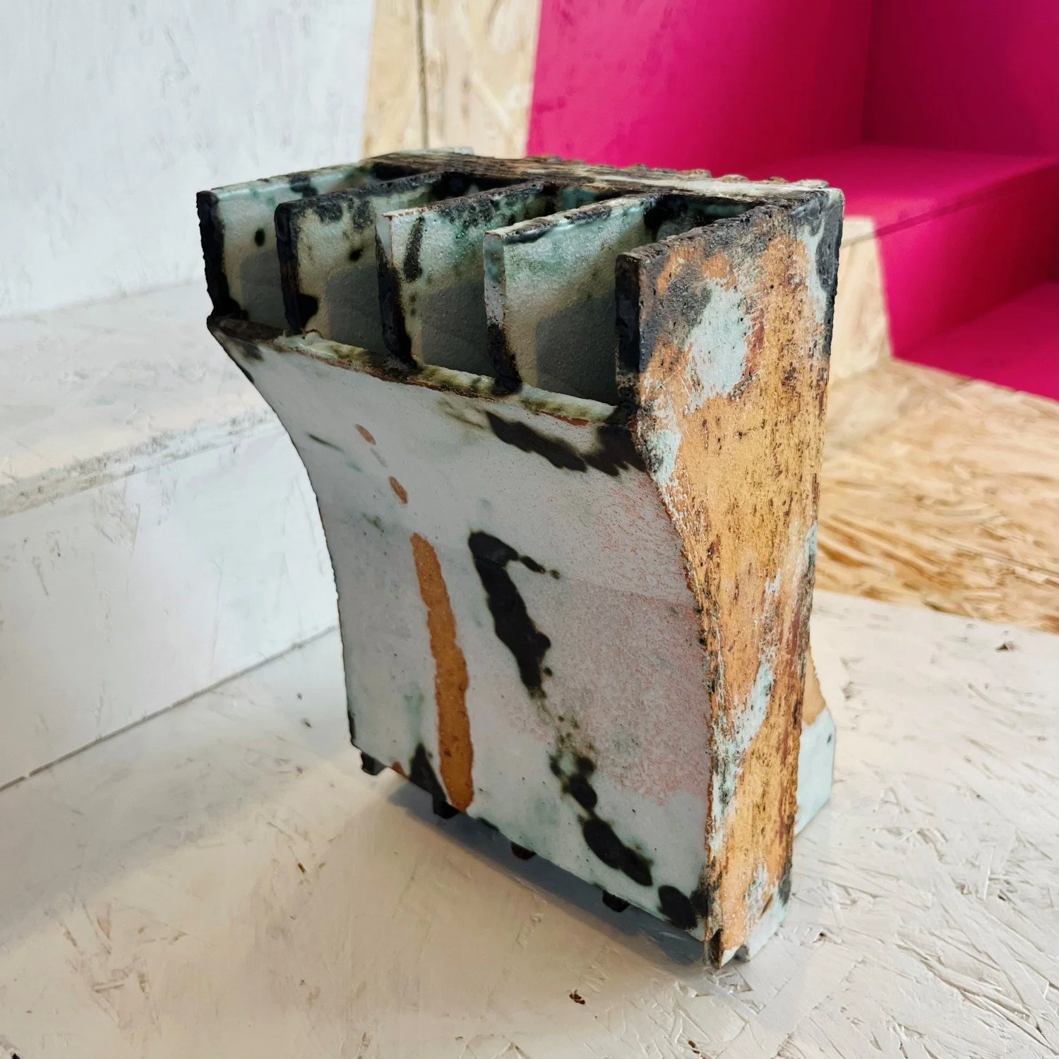 slab built ceramic sculpture urban inspired form