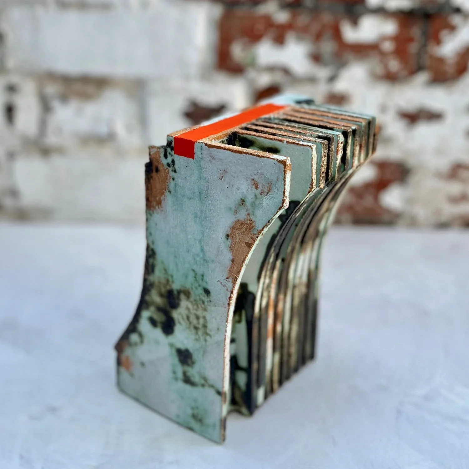 handmade ceramic substation sculpture geometric design