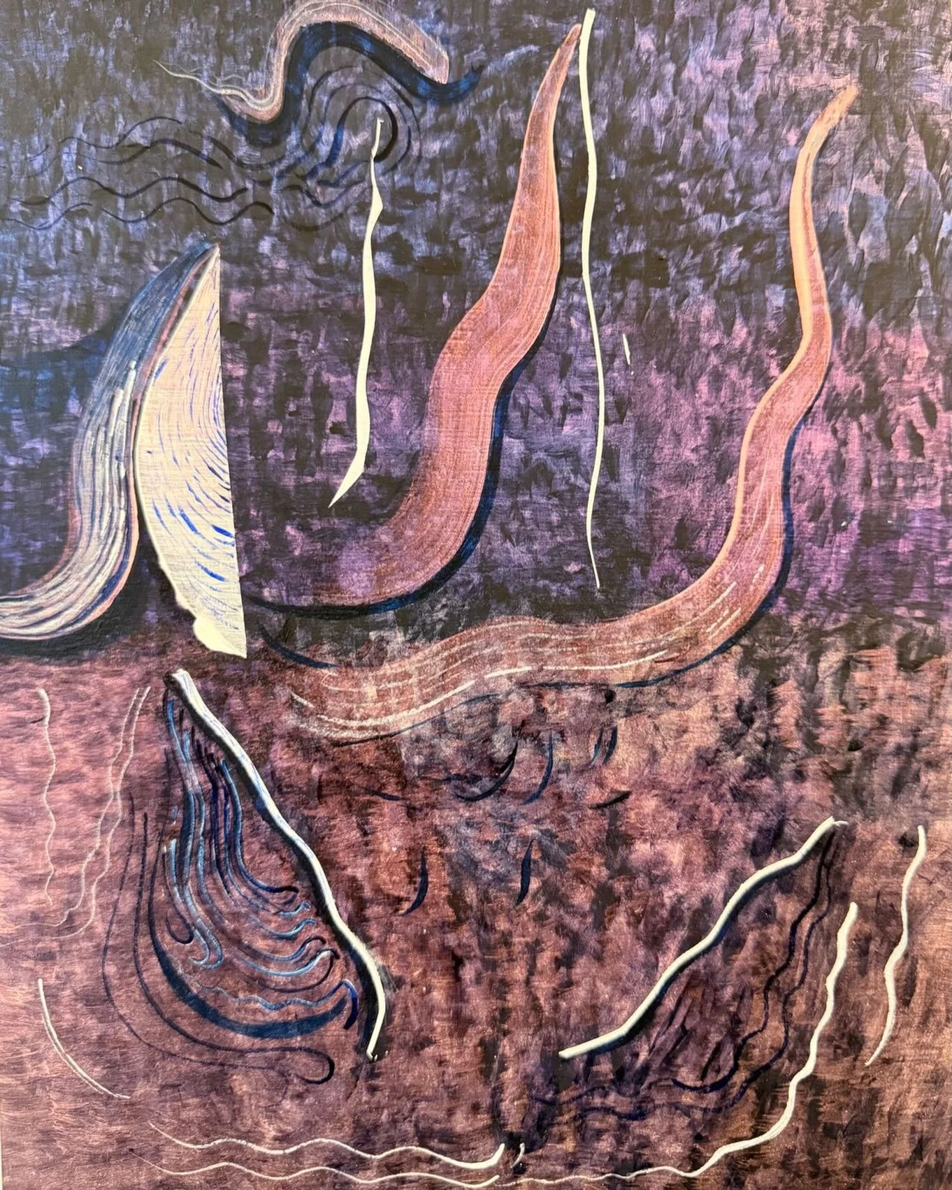 Detail of new work, acrylic on birch board. #helenshelley #painting