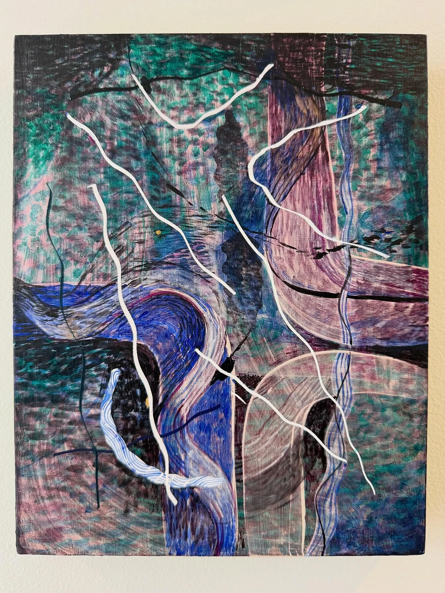 &lsquo;Something in the Air,&rsquo; acrylic on birch board, 25x20cm, 2026. #helenshelley #painting