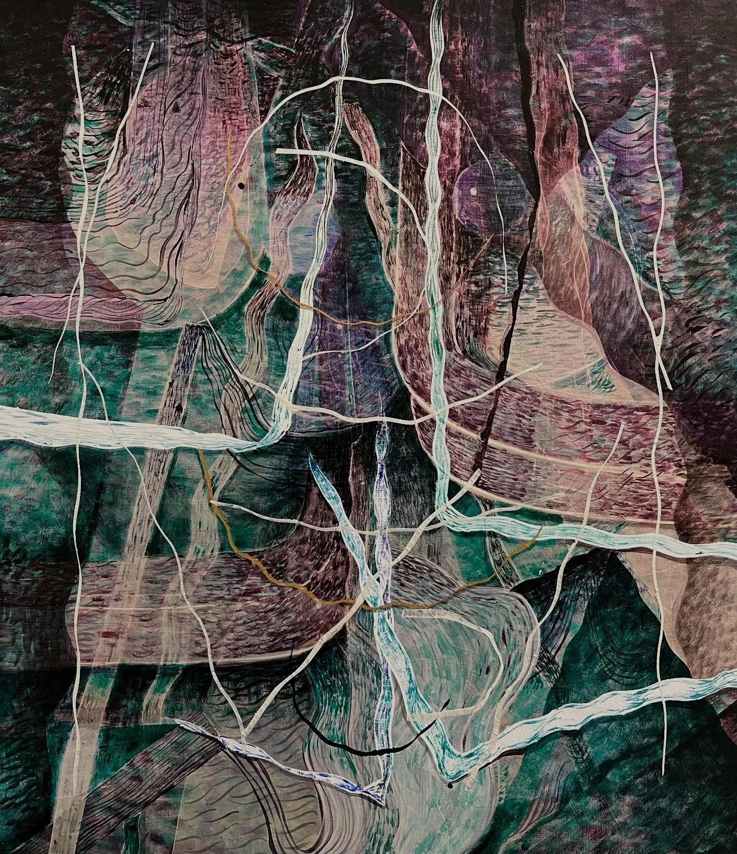 &lsquo;Flux&rsquo;, acrylic on birch board, 40x35cm, 2025.
#helenshelley #painting