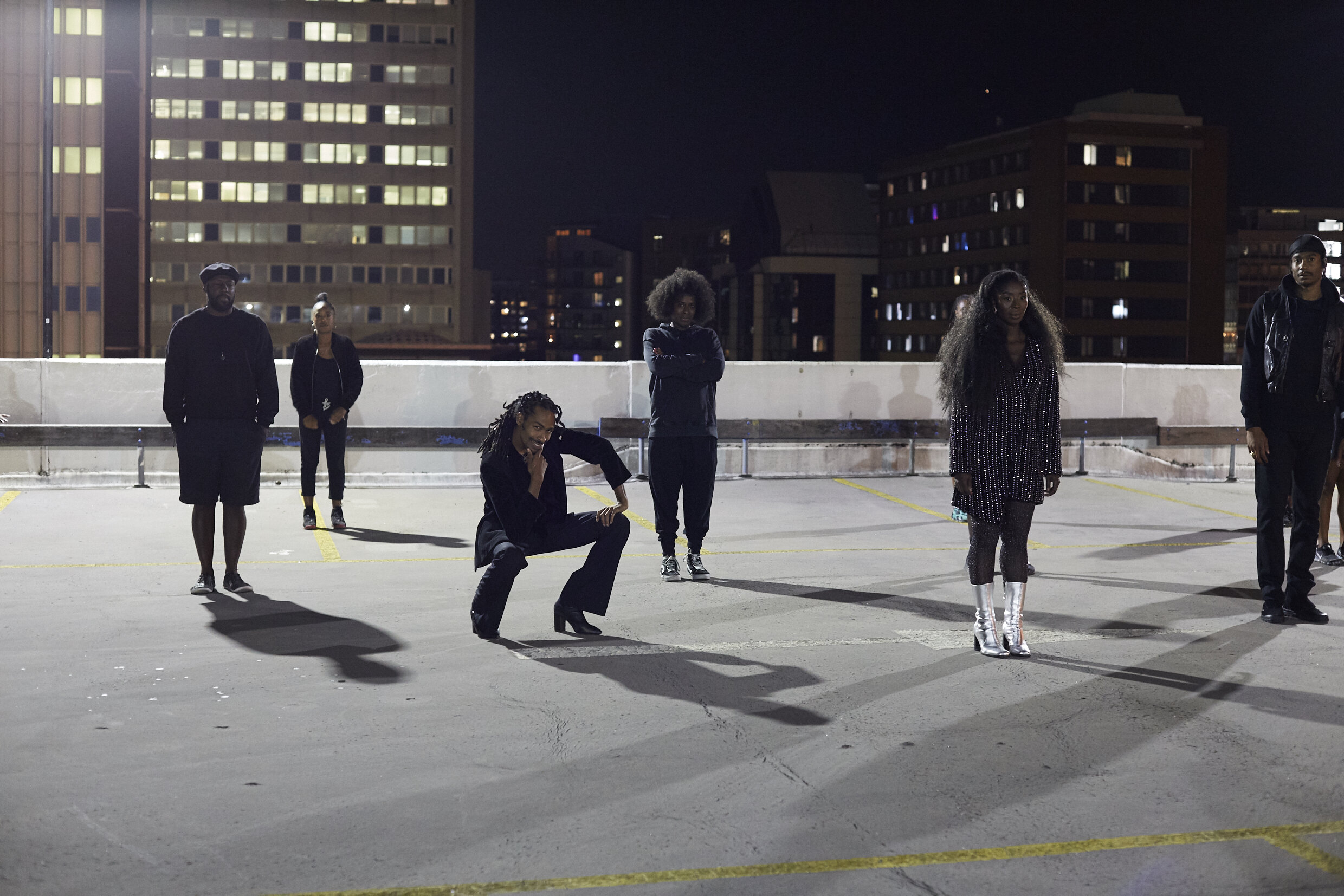 The Electric Slide final scene was filmed on a rooftop in Croydon, London, with Rhoda Ofori- Attah joined by dancers and crew (pictured here Paix Robinson, production designer)