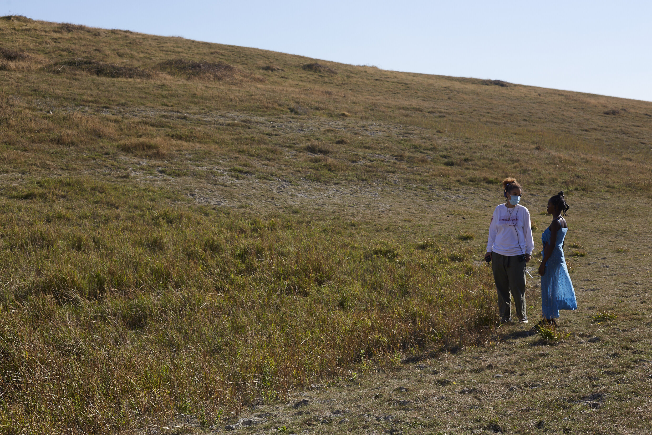 Director Elisha Smith Leverock works with Shanice Weekes-Brown on location