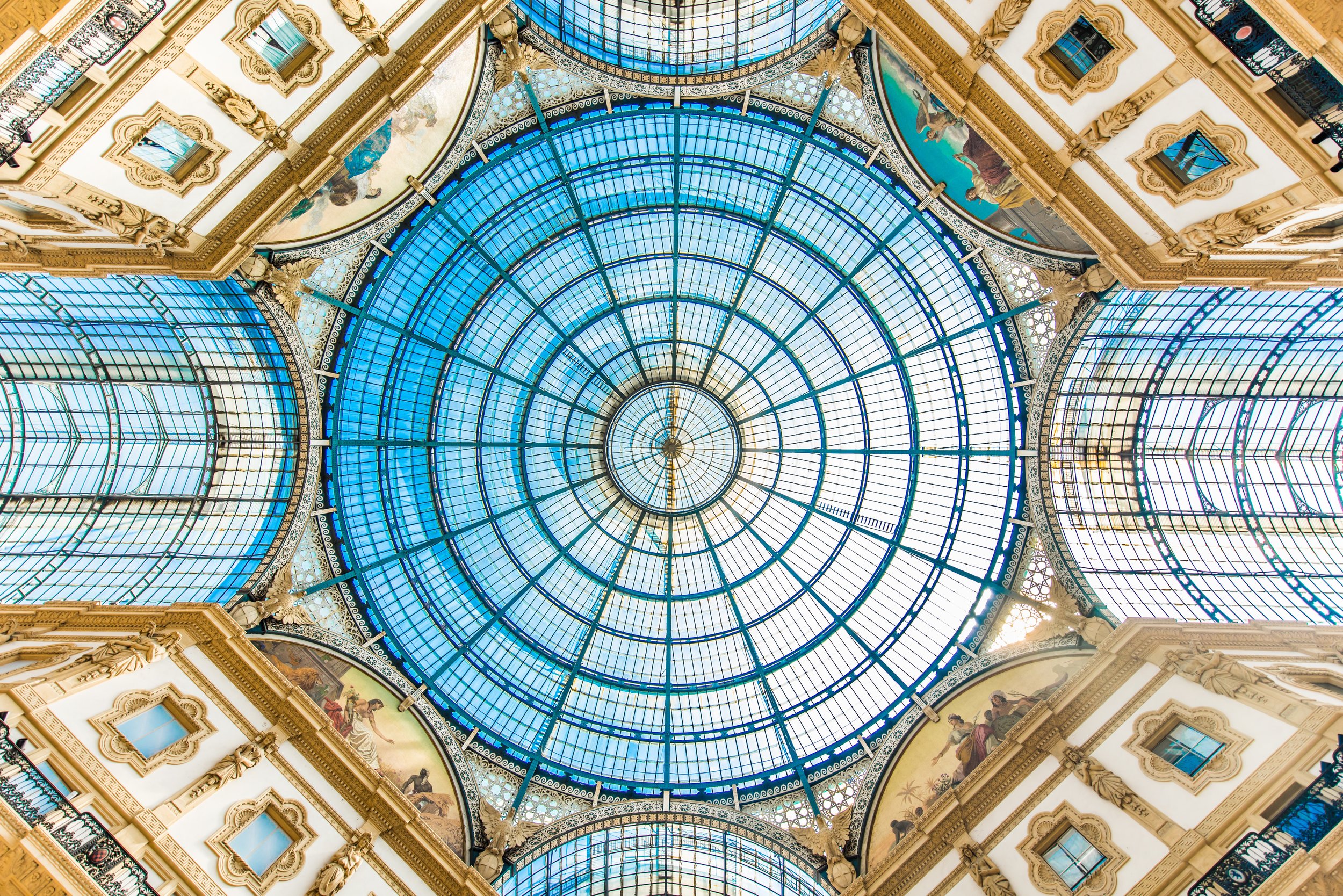 Galleria Vittario Emanuele II in the center of Milan, Italy. 
