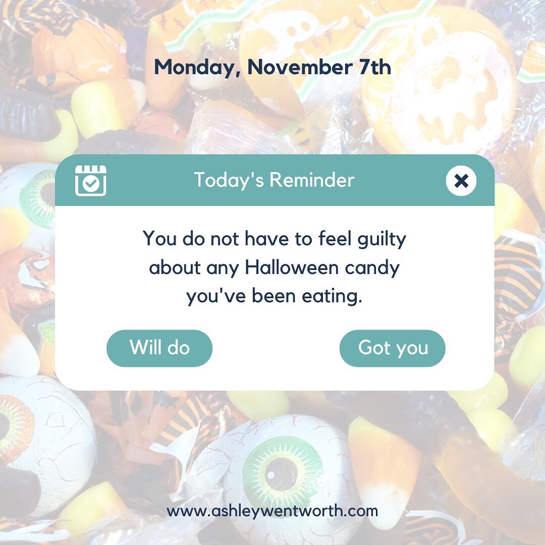 Still have Halloween candy? Is it gone already? Either way, this reminder stands 💚 Allowing yourself to enjoy seasonal treats without guilt is part of real #foodfreedom