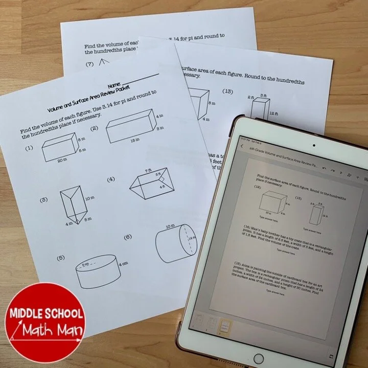 4 Creative Math Review Packet Activities