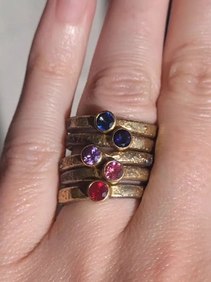 Transcendental: going beyond ordinary human experience. The belief that reality extends beyond the physical world, where transformation occurs by moving beyond the material.
✨️🌌🔮🌌✨️
Newly finished "Transcendental Stacking Rings" with spa