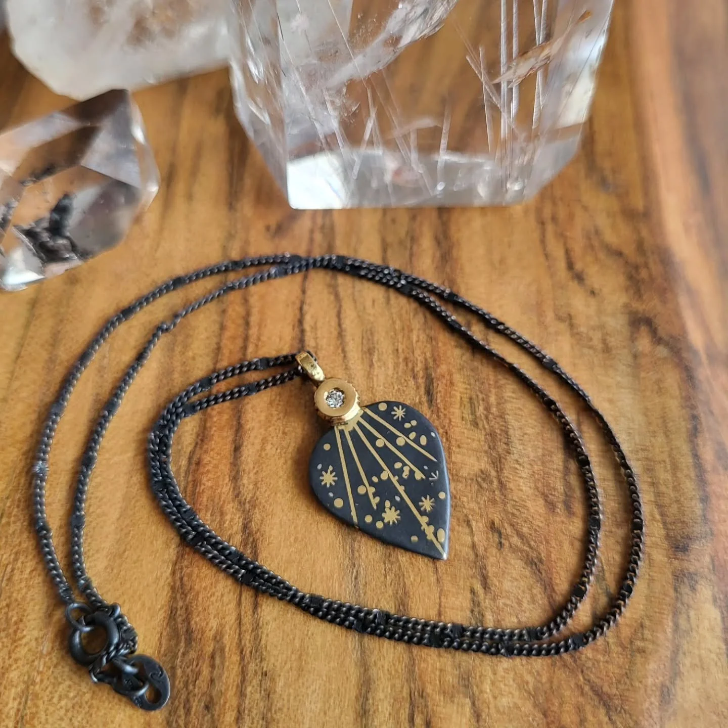 This sweet mini "Star Dial" pendant with an F+ VS diamond is newly listed in the online shop! These pieces always make me think of magical little potion vials. As always, all of my jewelry is 100% hand fabricated and completely one-of-a-kin