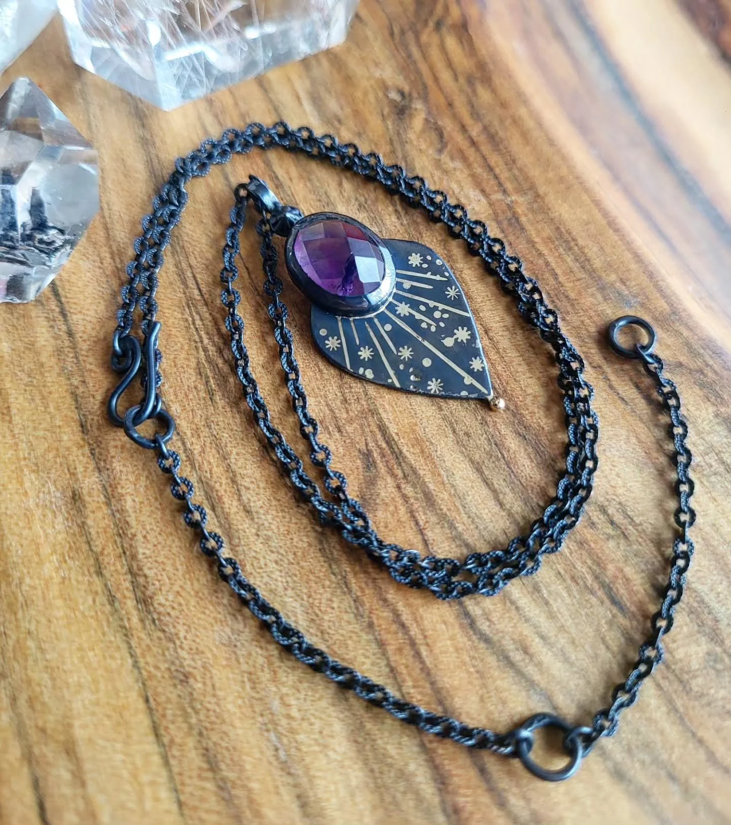 Sweet little amethyst "Star Dial" necklace available  in our online shop!
✨️🔮✨️
These little "Star Dial" pendants make the 15 year old girl in me so very happy. Back then my favorite movie was Bram Stoker's "Dracula" (I