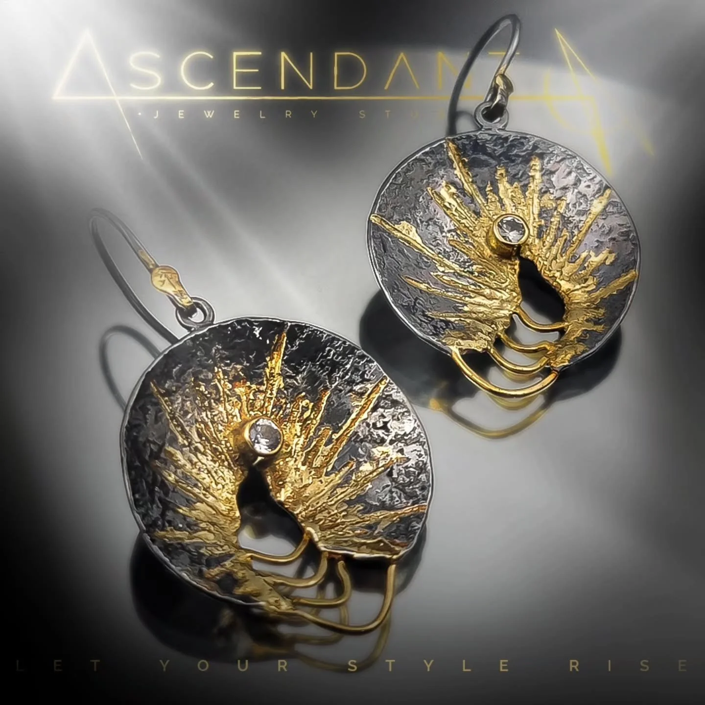 These lovely Genesis "Light Burst" earrings with 18 karat yellow gold and white sapphires sold last November at @pmacraftshow in Philadelphia. I finished them right before the show and loved how they turned out, but unfortunately I never  g