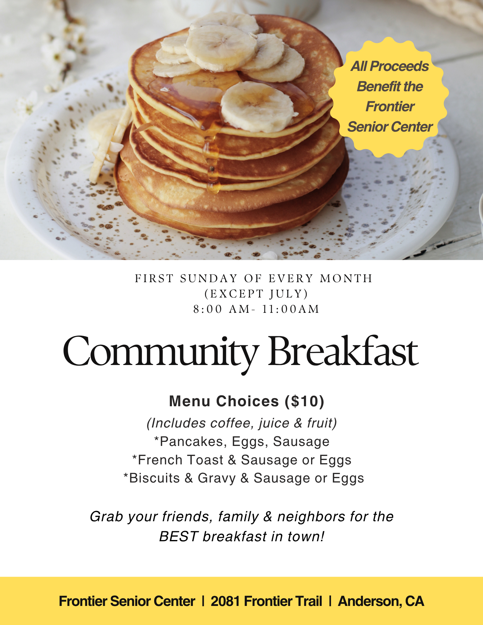 Community Breakfast : Fundraiser for the Frontier Senior Center
