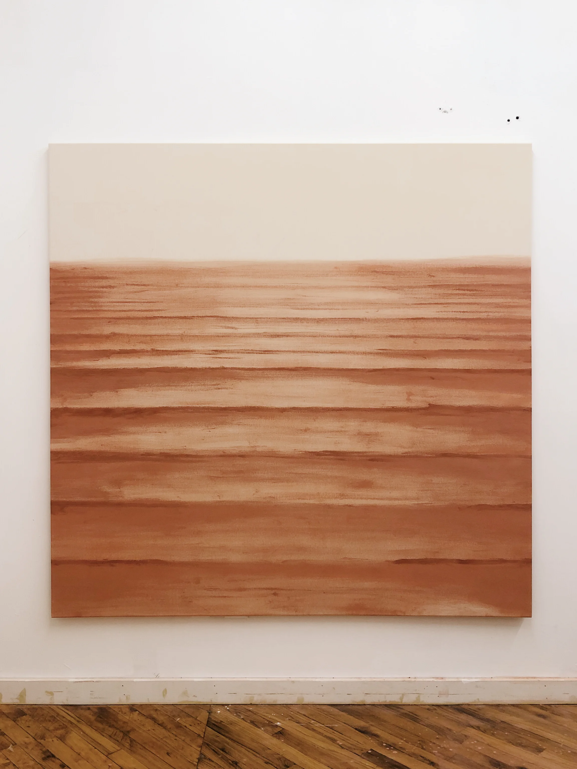 One | A White | Rooted in Spirit | Waves, 2018, clay on canvas, 6’x6’