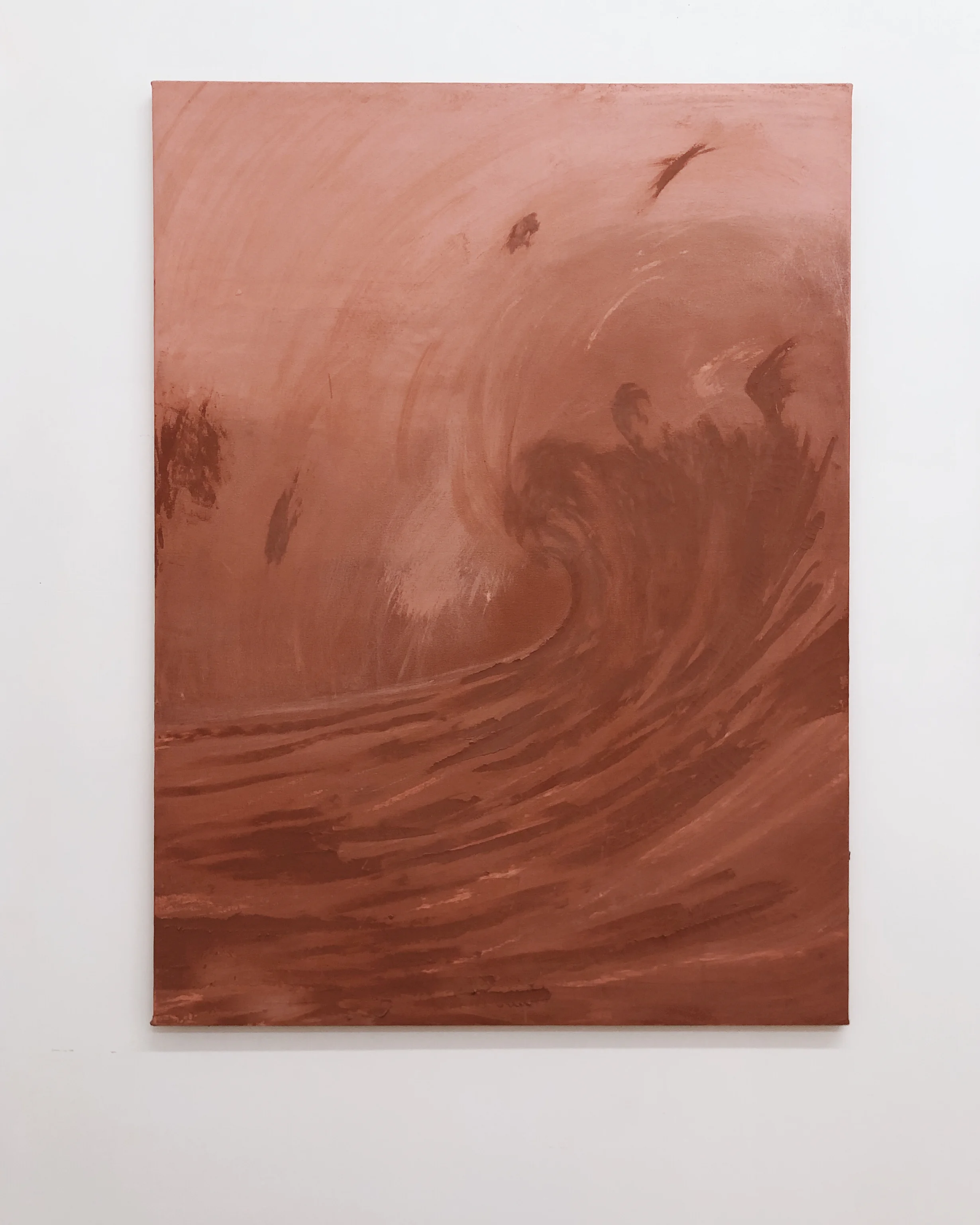 One | A White | Rooted in Spirit | Waves, 2018, clay and oil pastels on canvas, 47”x36”