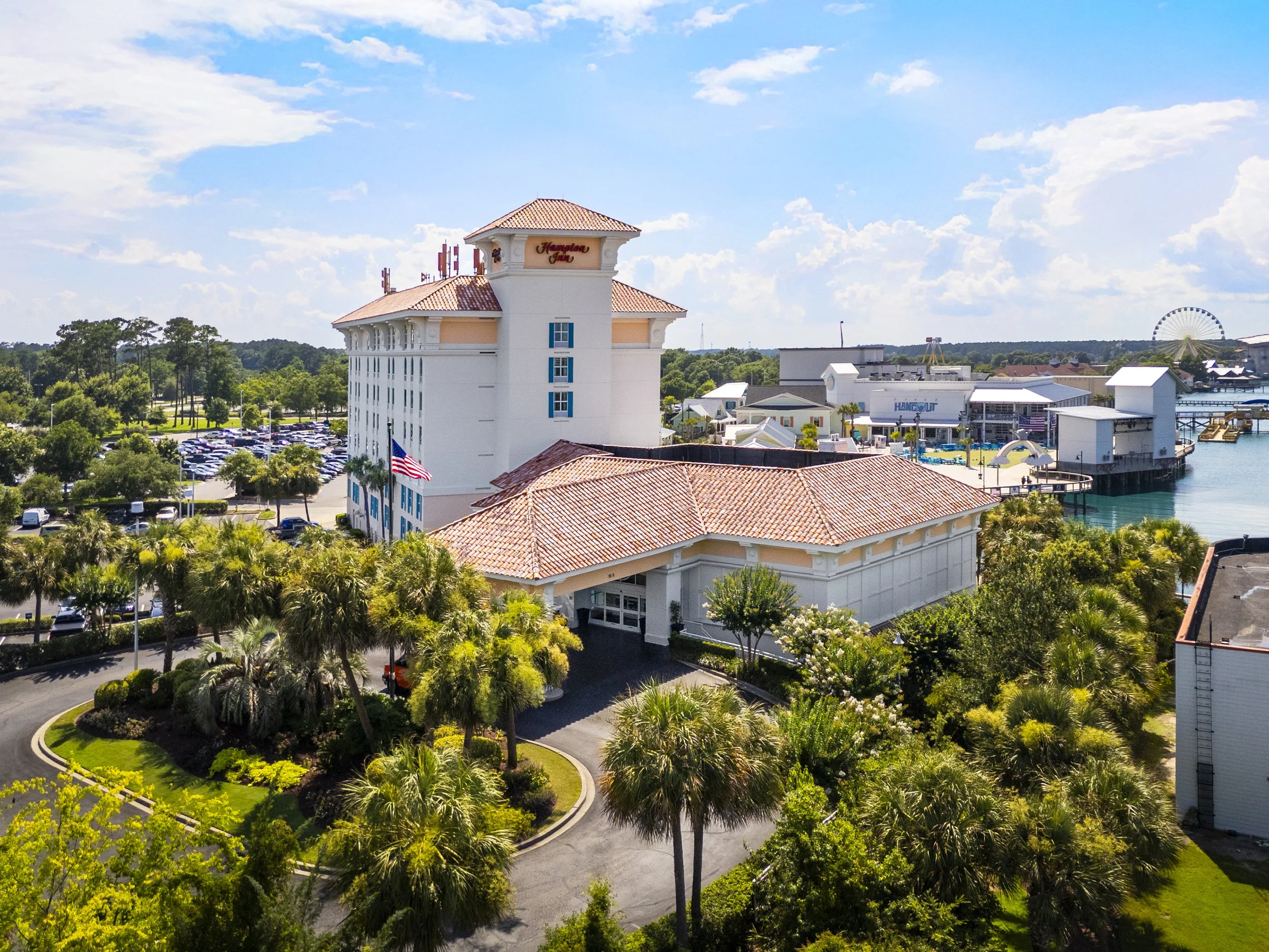 A Hampton Inn hotel at Broadway at the Beach in Myrtle BEach, SC. – Real estate photography by Eric Holmen.