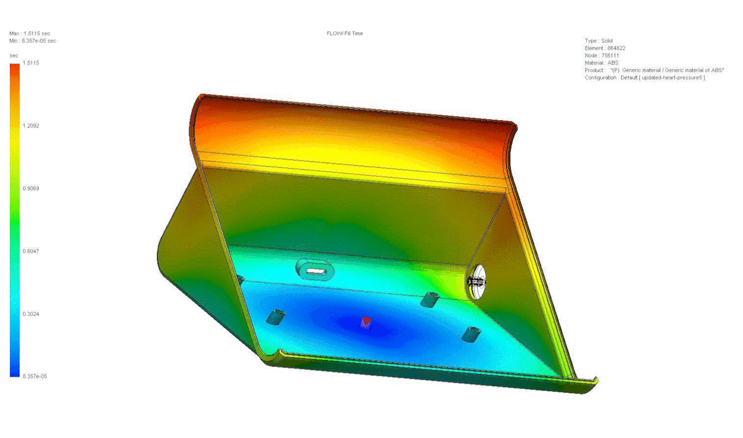 Once CAD was complete, we tested our product housing using a mold flow analysis. The results signified a successful injection molded part.