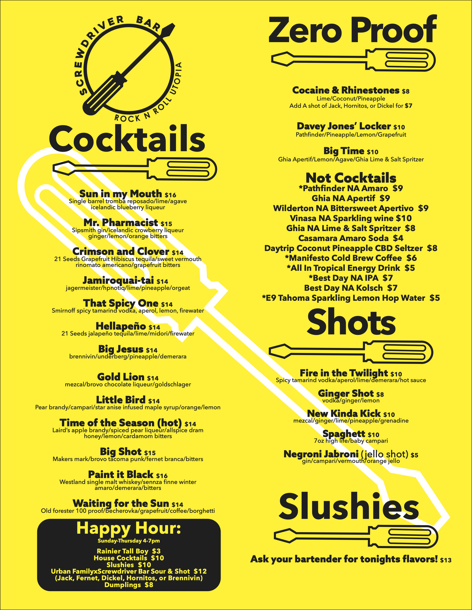 Menu — Screwdriver Bar