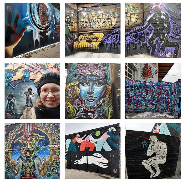 The murals above were all found down one alleyway