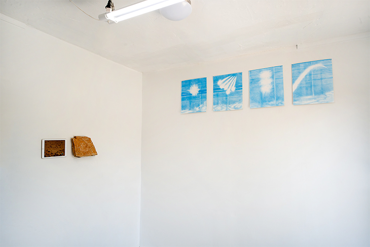  Signals (right) installation view with work from  Hannah Newman  (left) at Outback Arthouse in Los Angeles, CA 