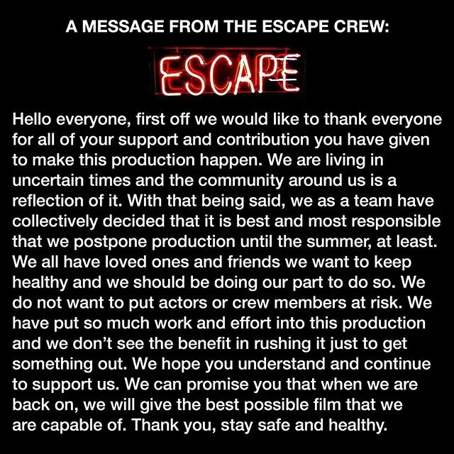 A message from The Escape Crew.