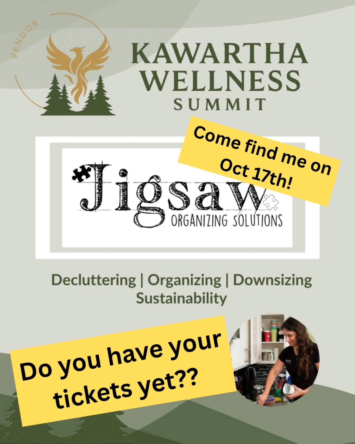 This is going to be a fabulous event!!! Grab your tickets now 🏃&zwj;♀️

I will be doing a draw for a 3hr organizing session after the event too 😄 But you have to see me in-person to fill out a ballot!

There will be a ton of cool things to check ou