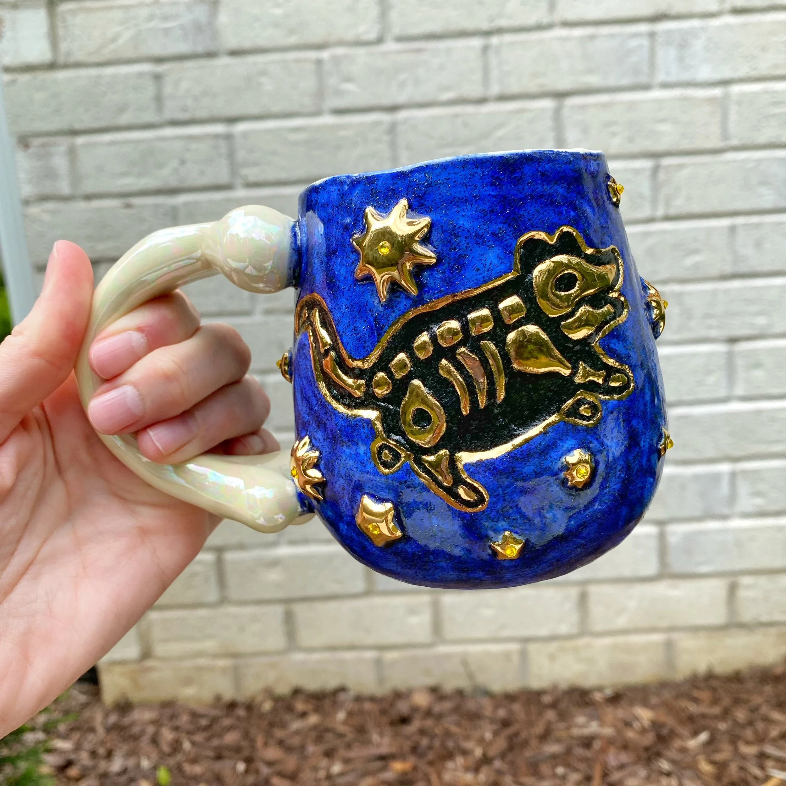 Glow-in-the-Dark Skeleton Possum Mug – Black