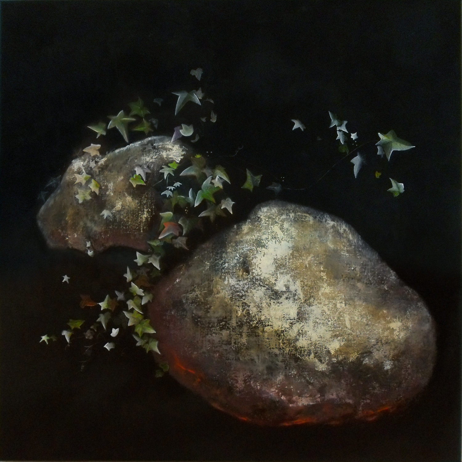 Penelope Aitken, Ivy, remembering violets, 2011, oil and acrylic on linen, 47 x 47 cm   